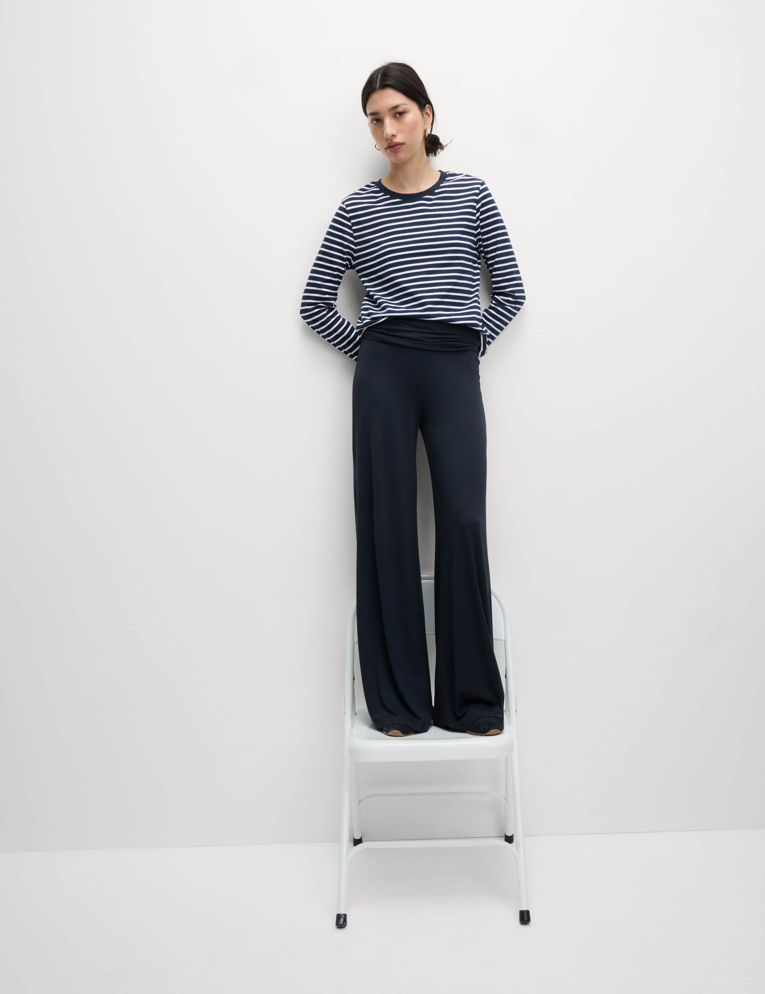 Jersey Pull On Fold Over Wide Leg Trousers 4 of 5