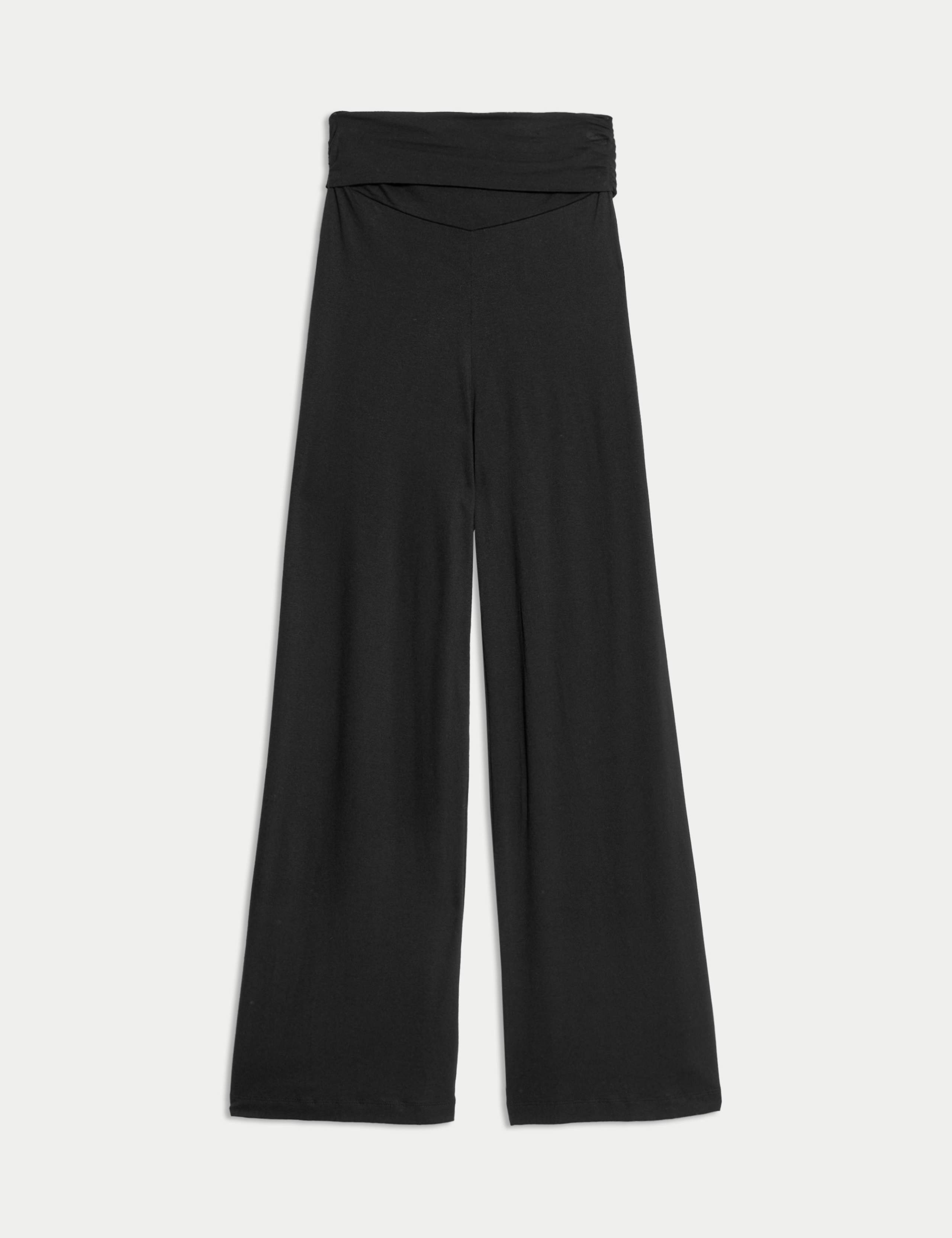 Jersey Pull On Fold Over Wide Leg Trousers 2 of 4