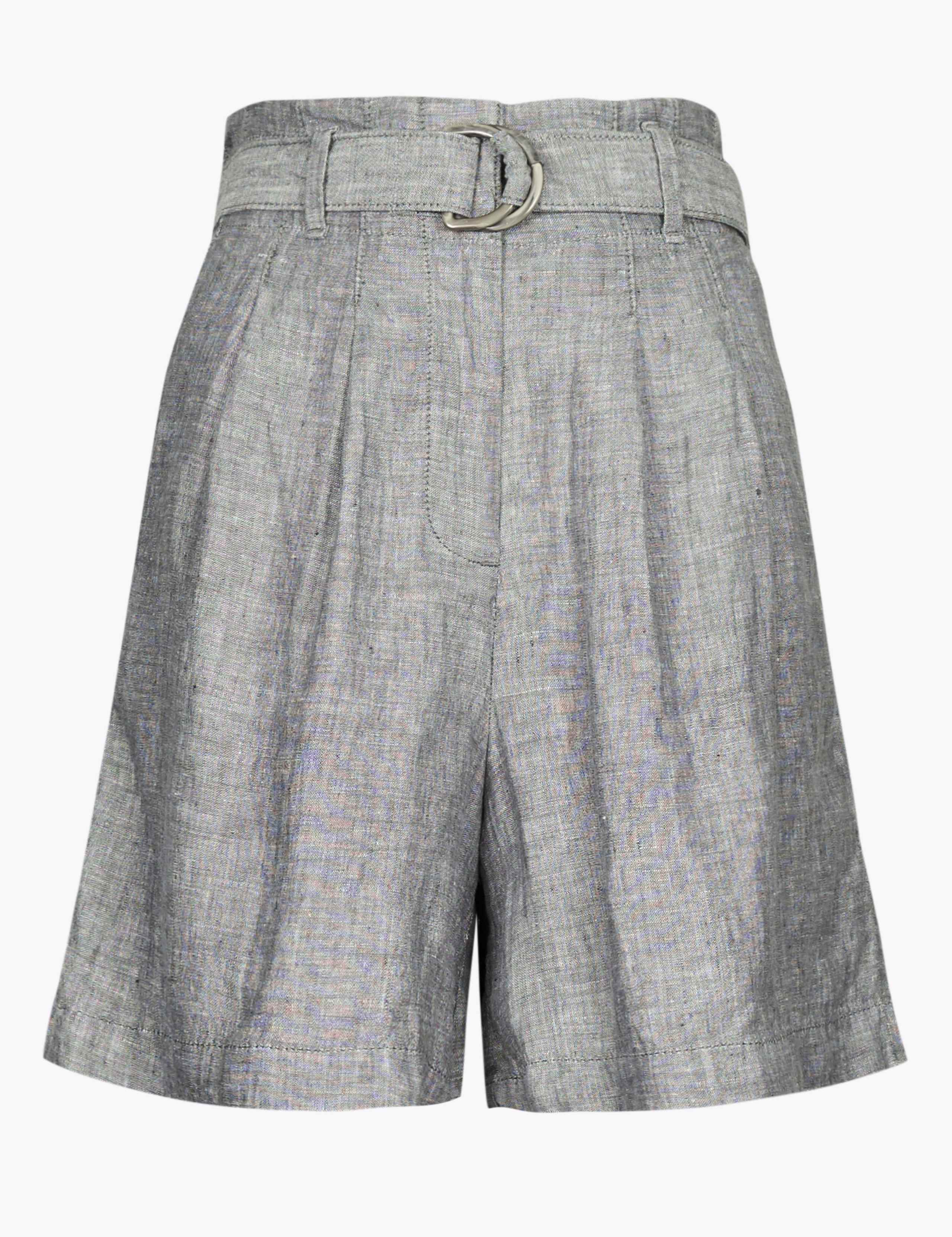 Pure Linen High Waist Belted Shorts 2 of 4