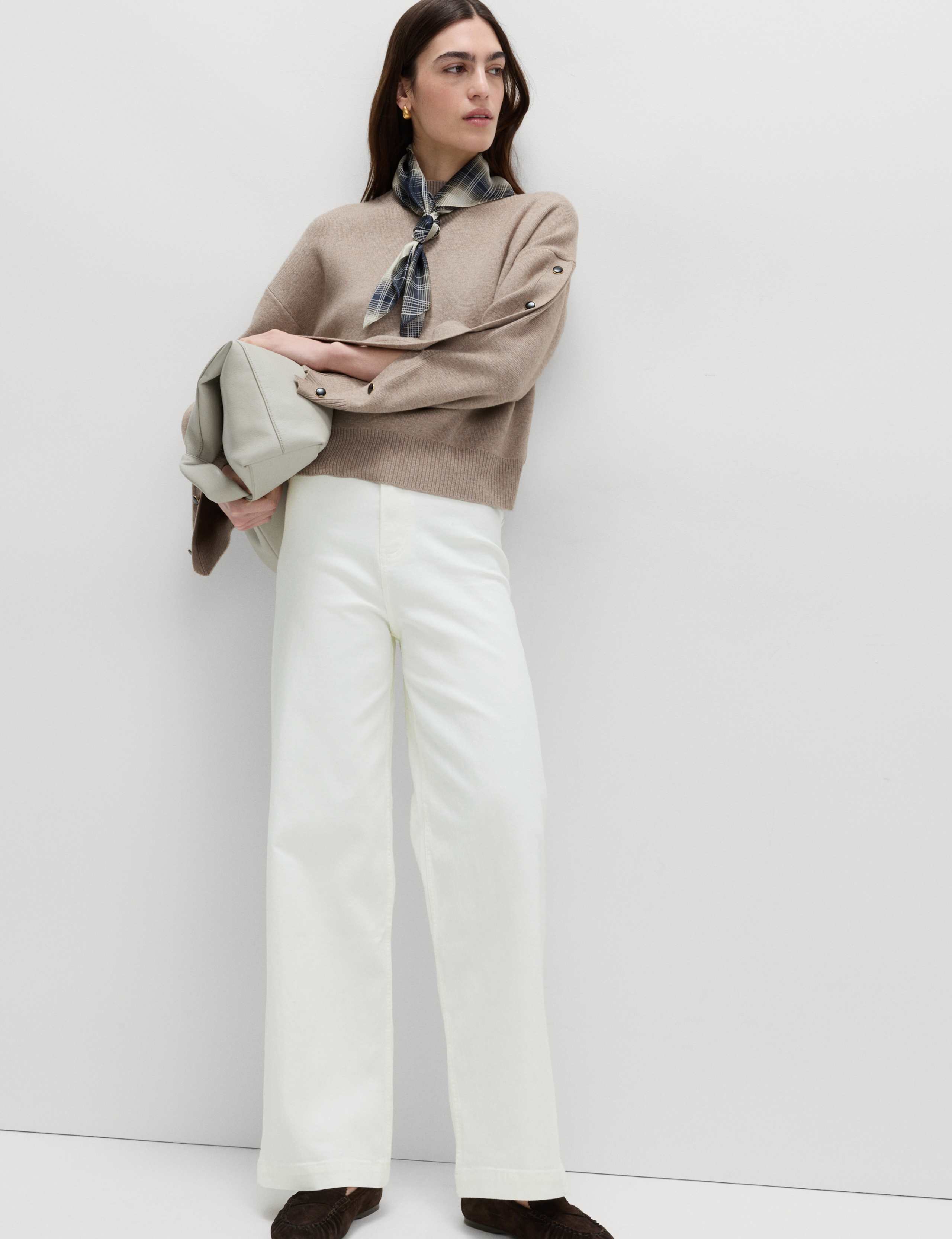 High Waisted Wide Leg Ankle Grazer Jeans 3 of 5