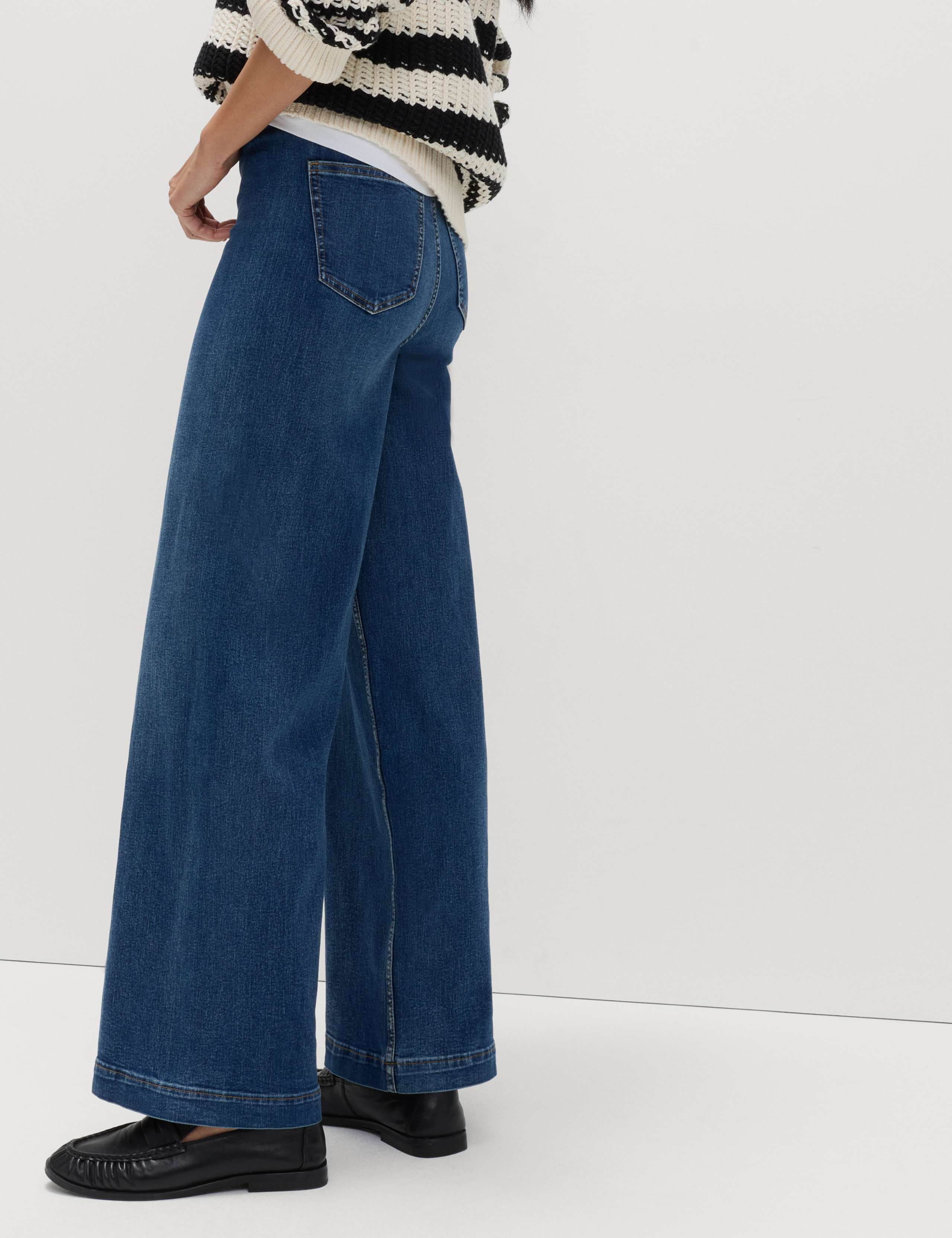 High Waisted Wide Leg Ankle Grazer Jeans 1 of 6