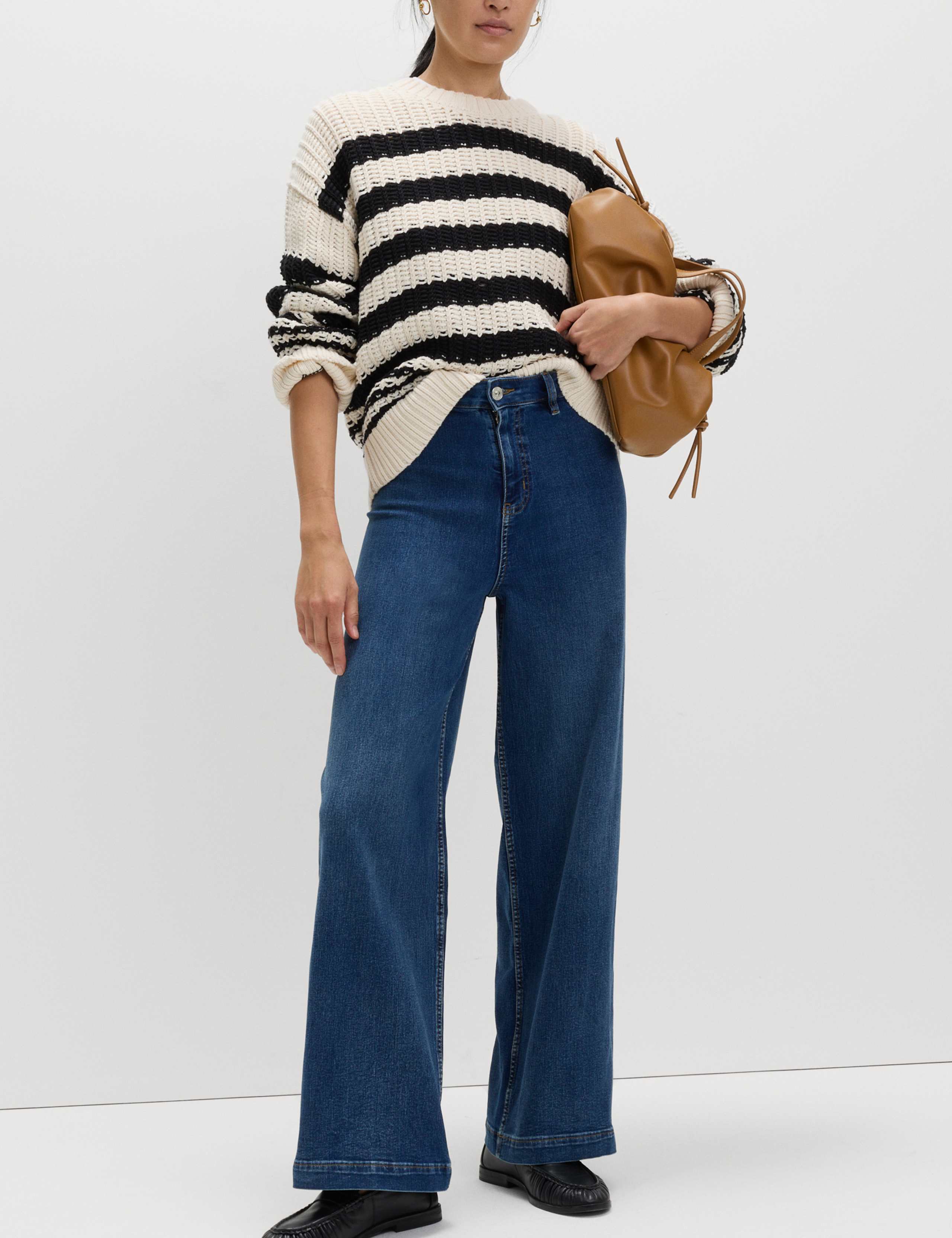 High Waisted Wide Leg Ankle Grazer Jeans 4 of 6