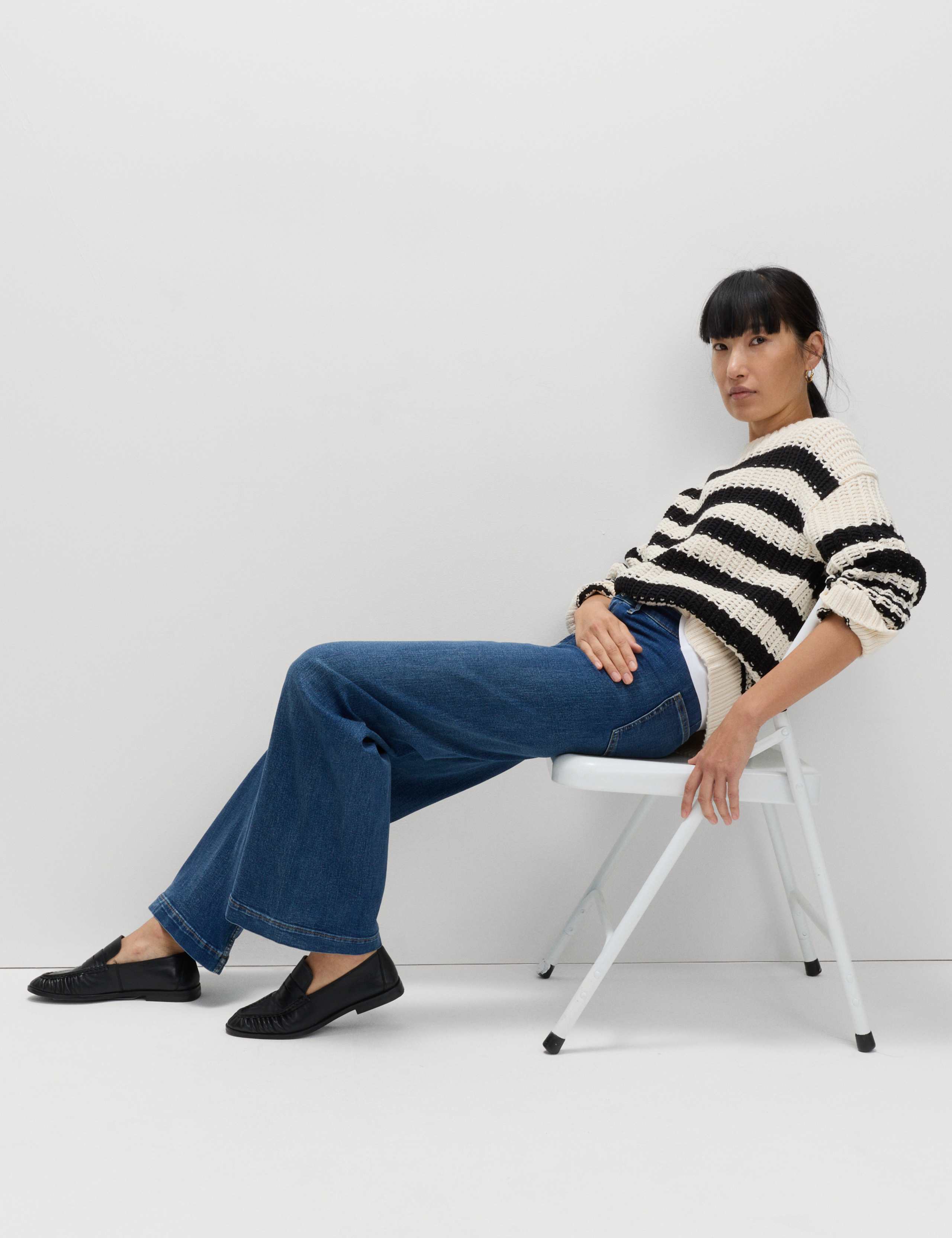 High Waisted Wide Leg Ankle Grazer Jeans 5 of 6