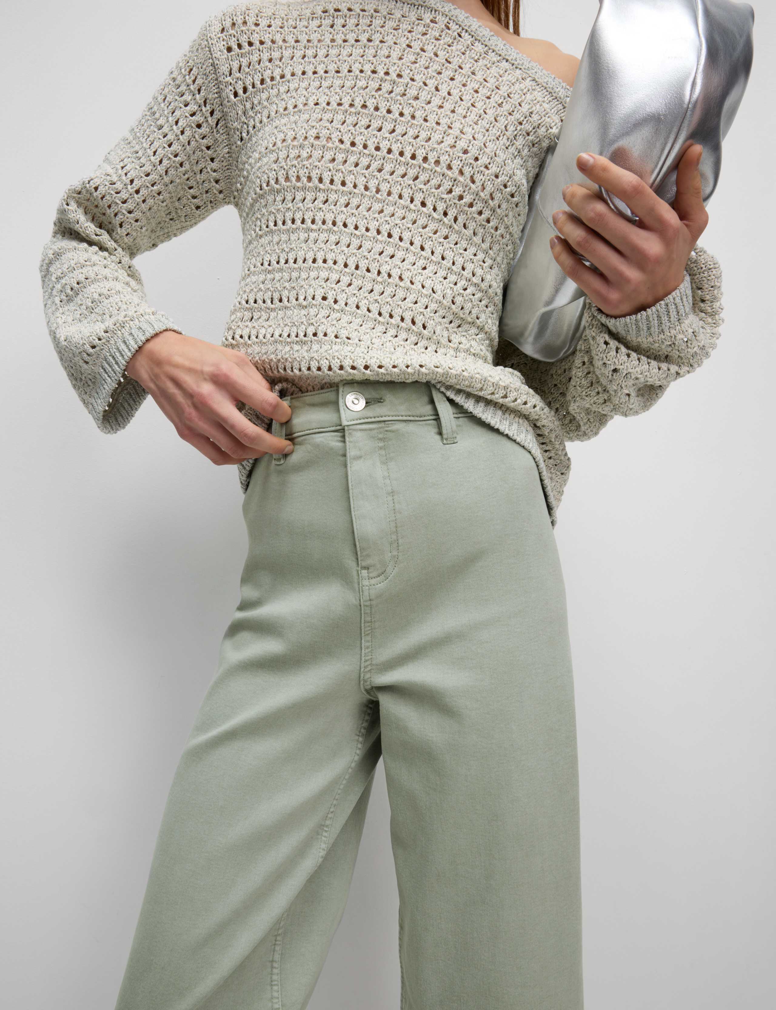 High Waisted Wide Leg Ankle Grazer Jeans 3 of 6