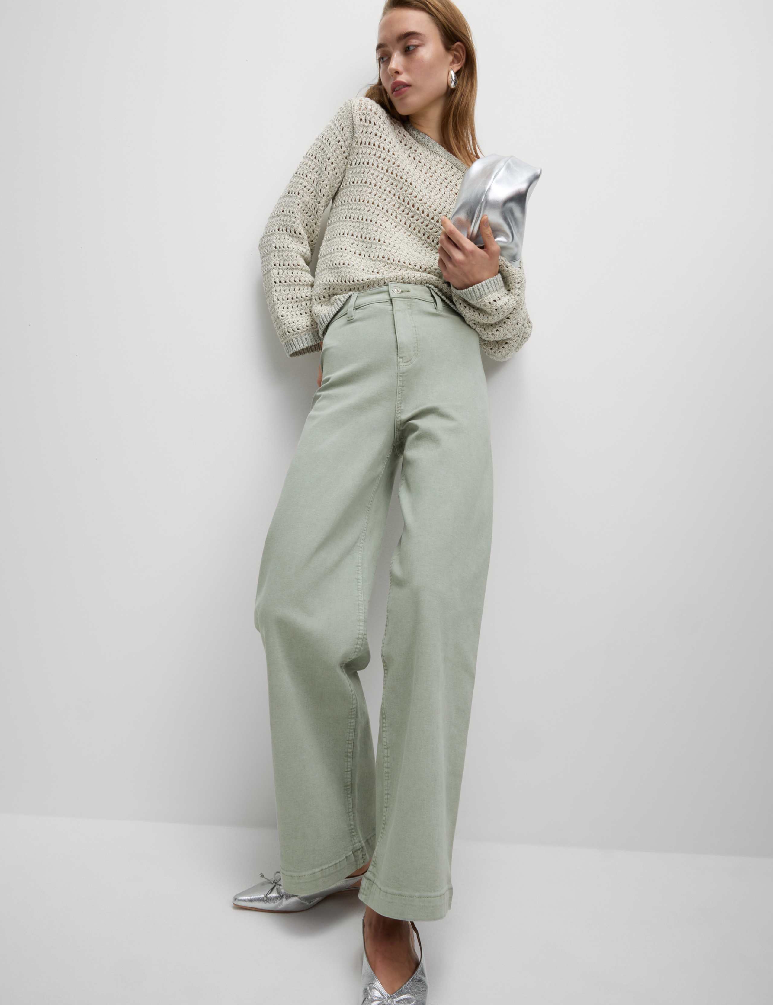 High Waisted Wide Leg Ankle Grazer Jeans 6 of 6