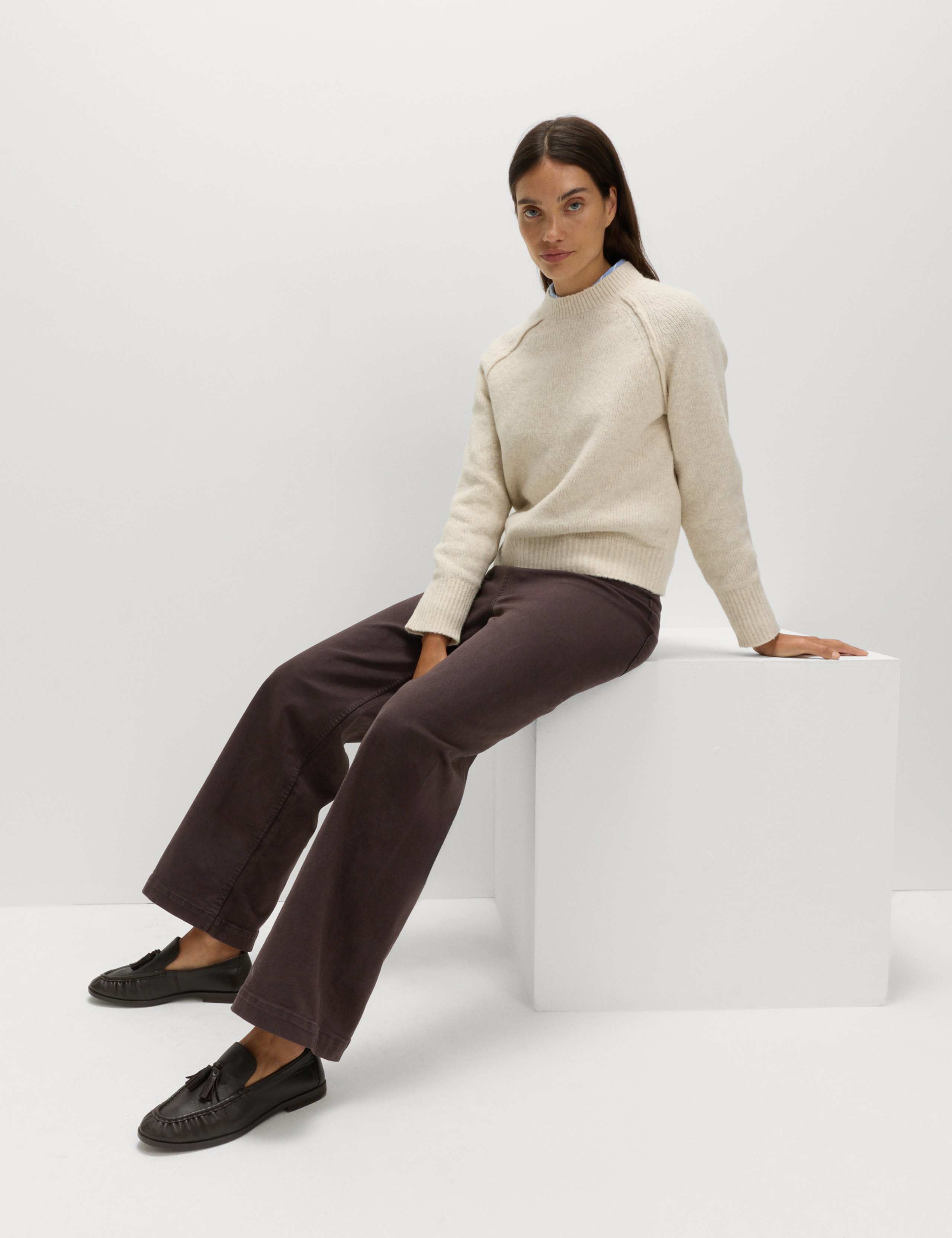 High Waisted Wide Leg Ankle Grazer Jeans 4 of 5