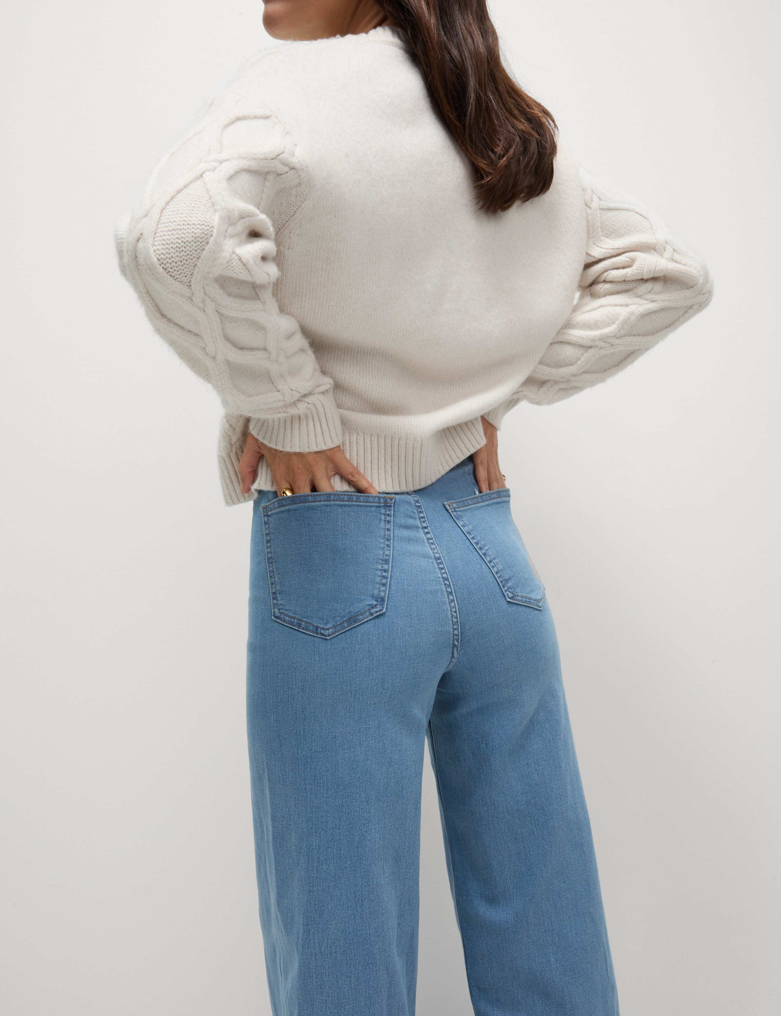 High Waisted Wide Leg Ankle Grazer Jeans 1 of 4