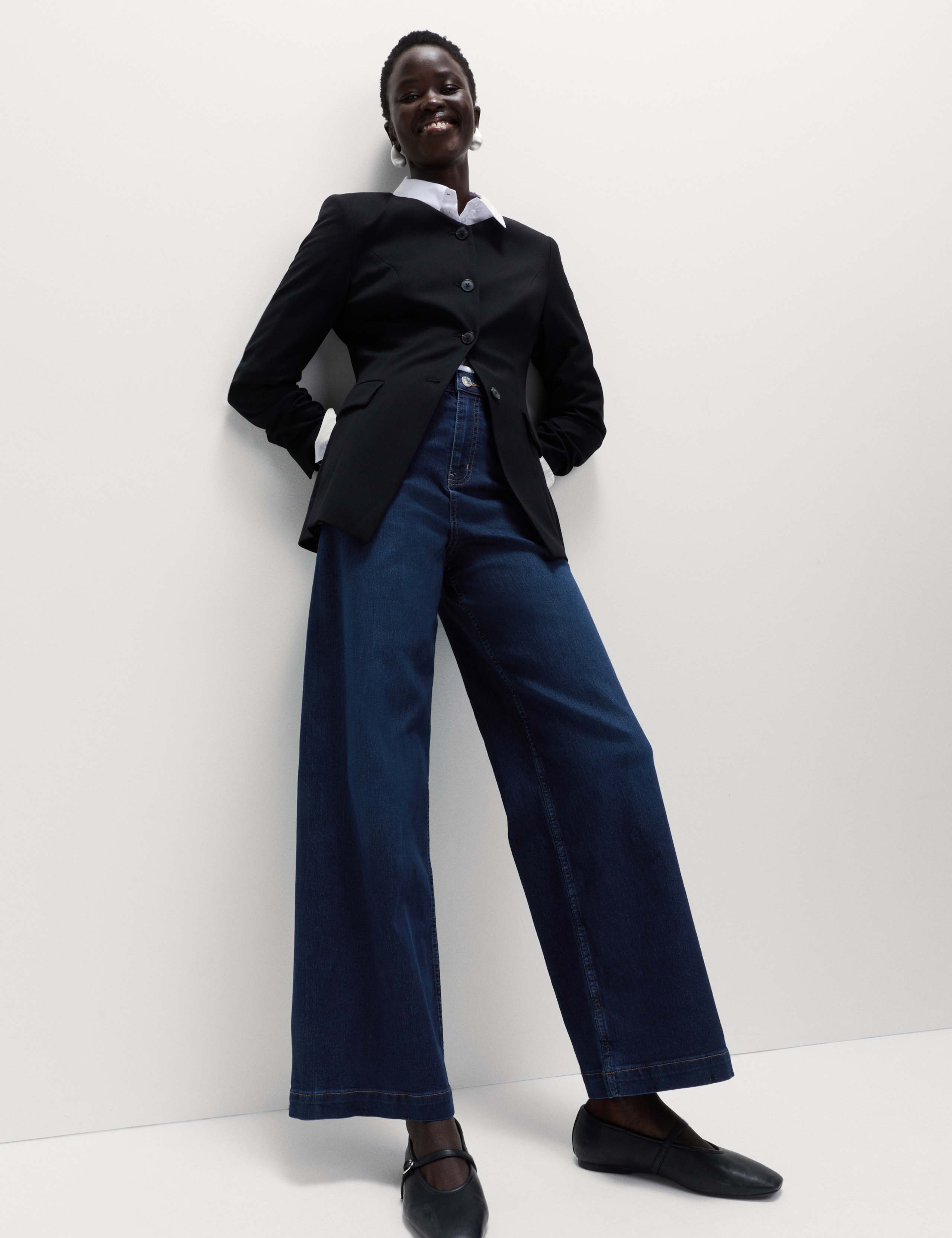 High Waisted Wide Leg Ankle Grazer Jeans 3 of 6