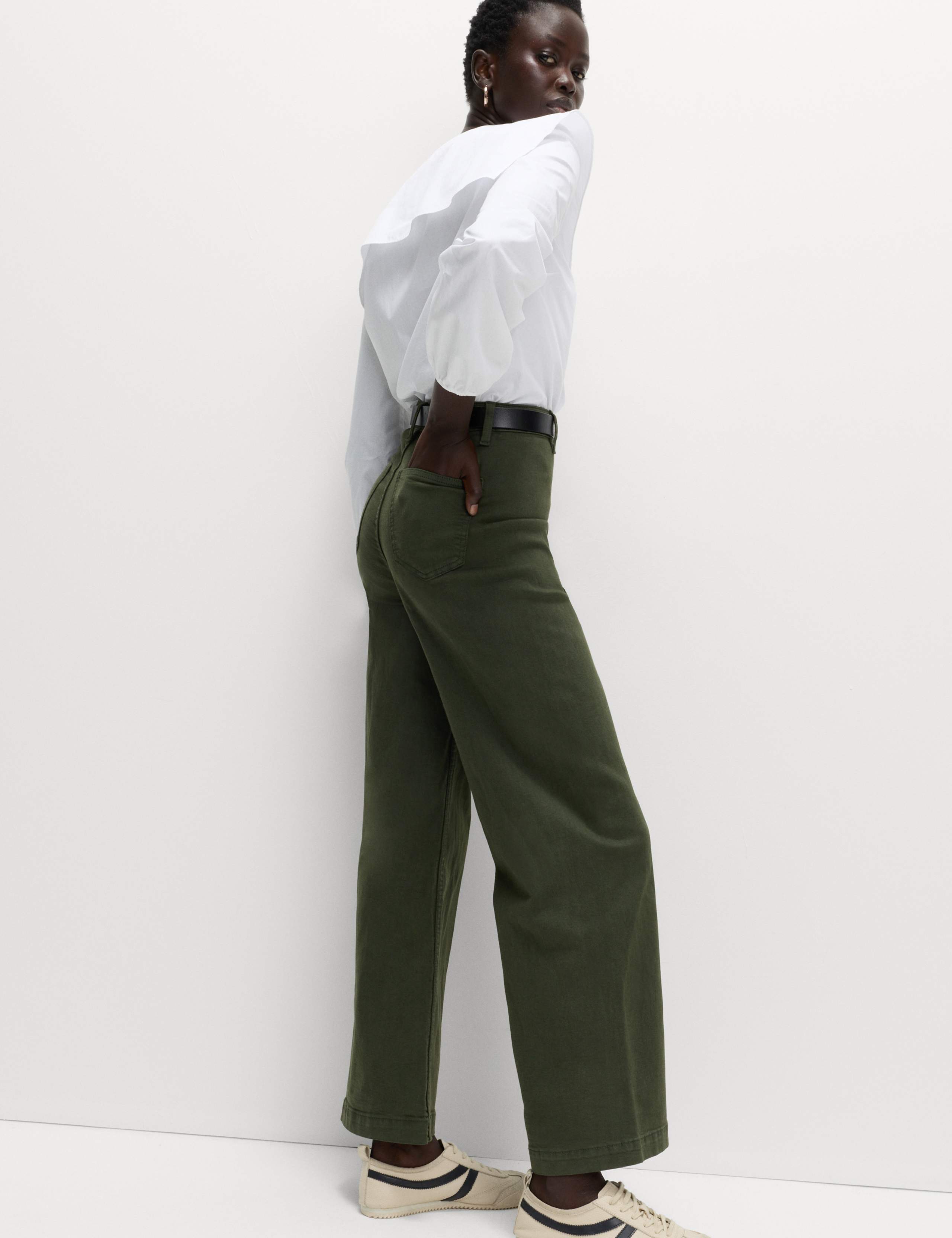 High Waisted Wide Leg Ankle Grazer Jeans 1 of 6