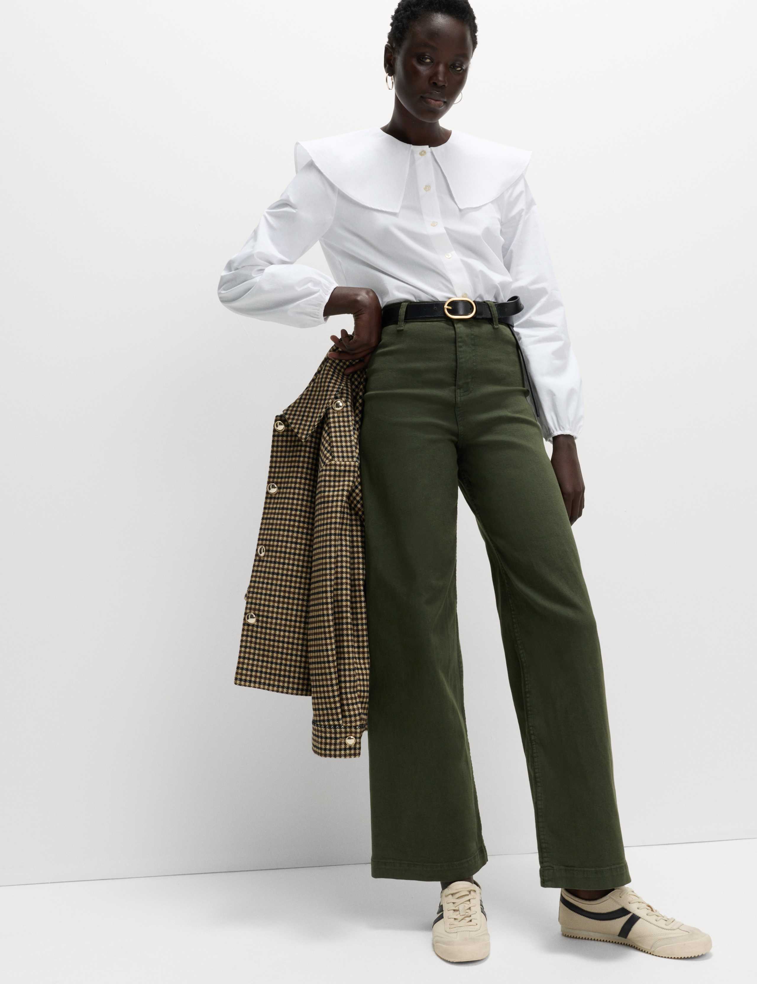 High Waisted Wide Leg Ankle Grazer Jeans 4 of 6