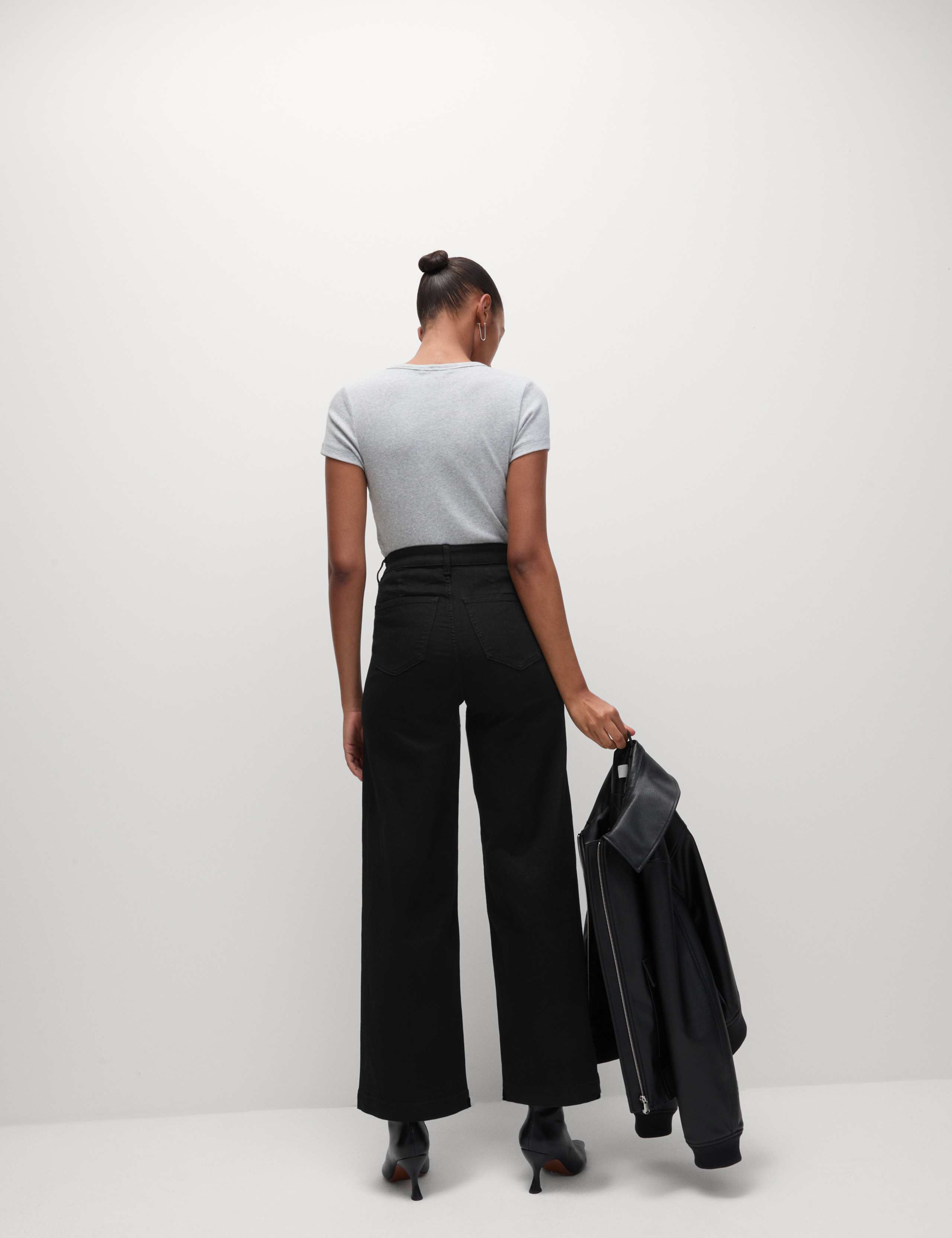 High Waisted Wide Leg Ankle Grazer Jeans 3 of 6