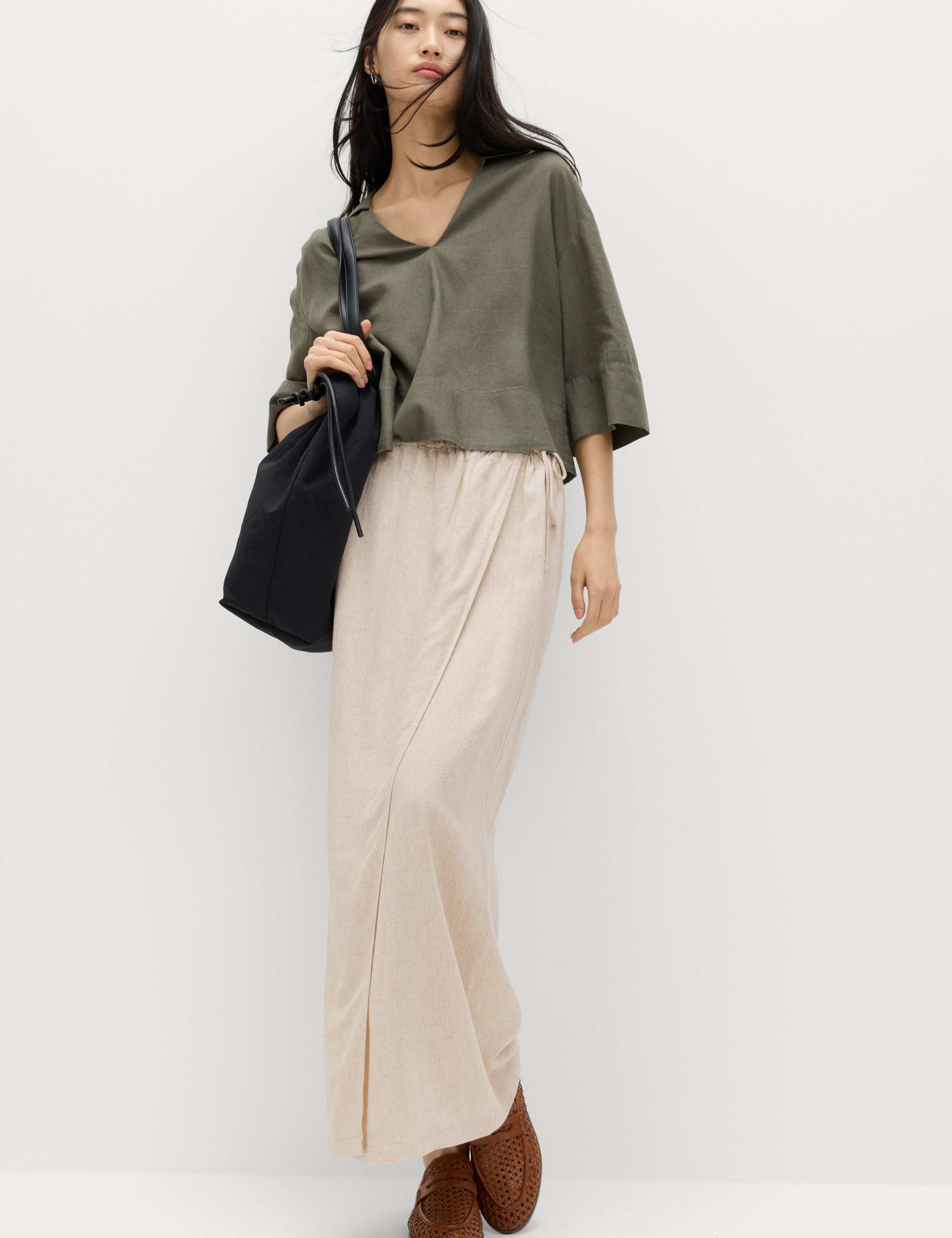 Linen Rich Maxi Wrap Skirt 1 of 6