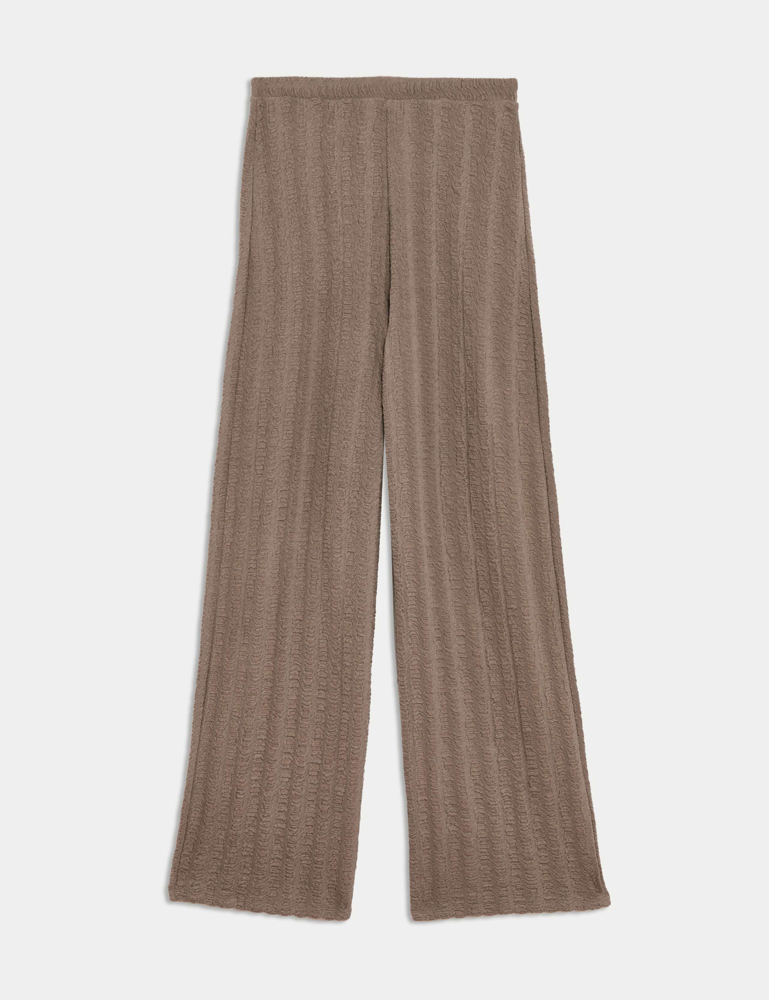 Textured Elasticated Waist Wide Leg Trousers 2 of 5