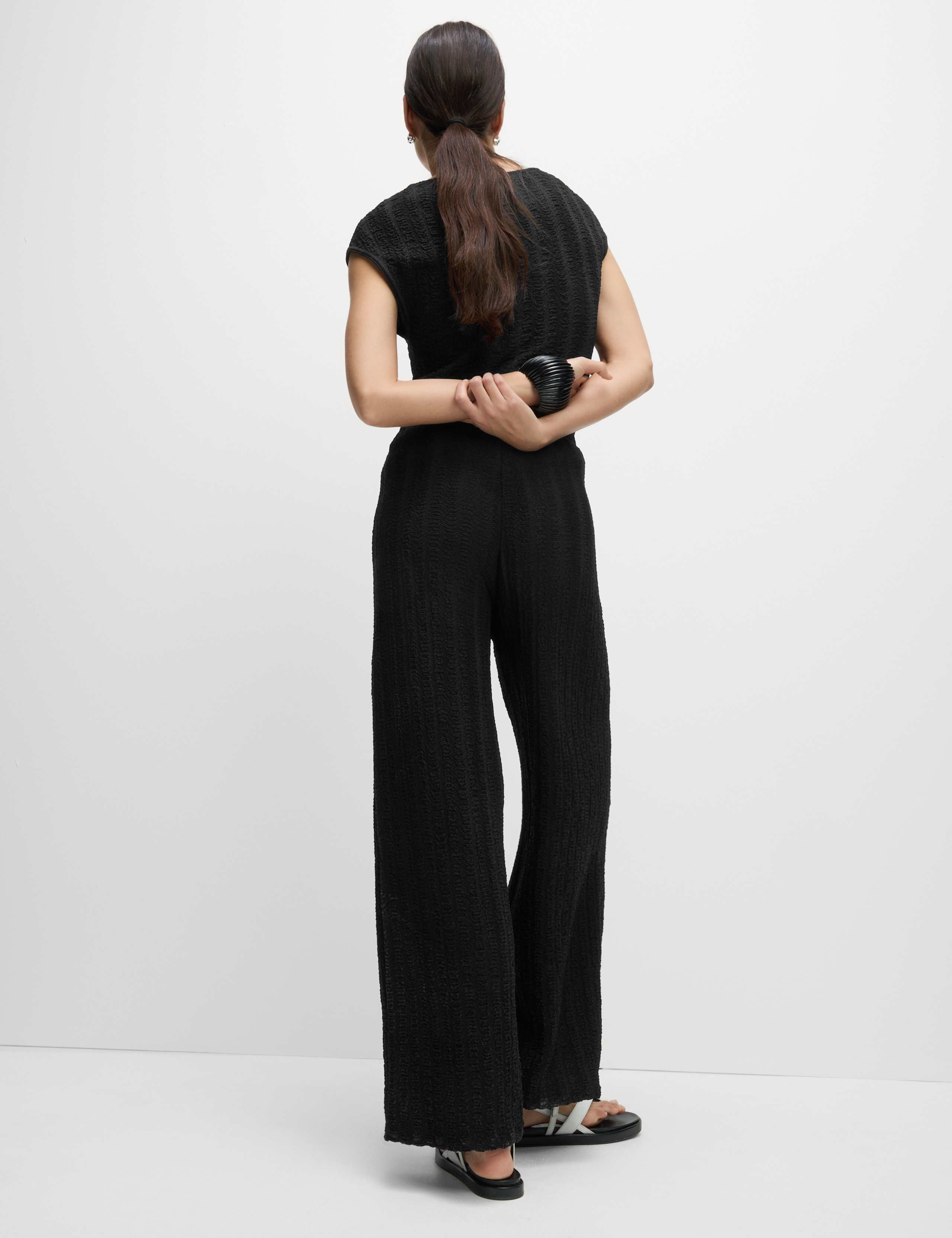 Textured Elasticated Waist Wide Leg Trousers 6 of 6