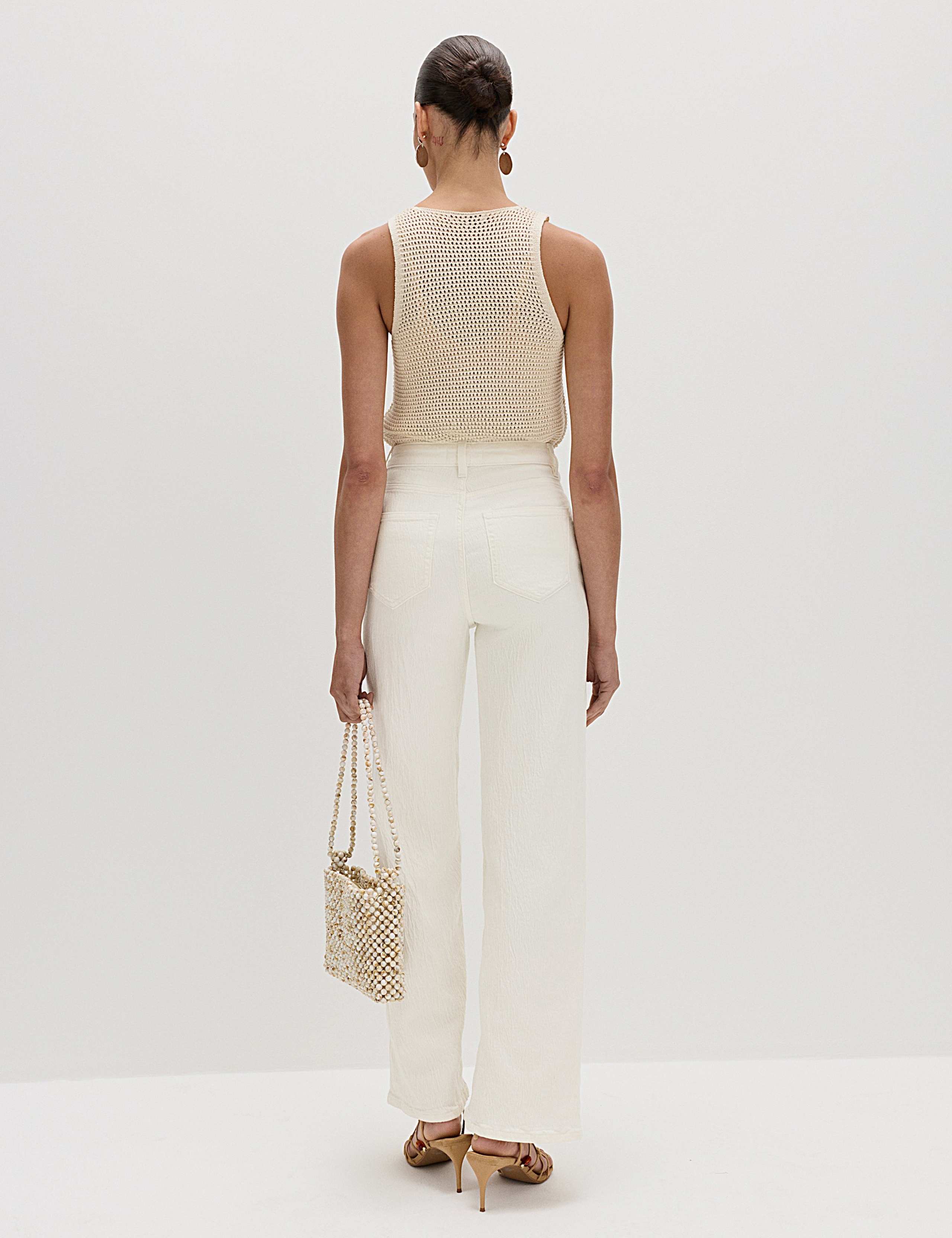 Cotton Rich Textured Straight Leg Trousers 3 of 6