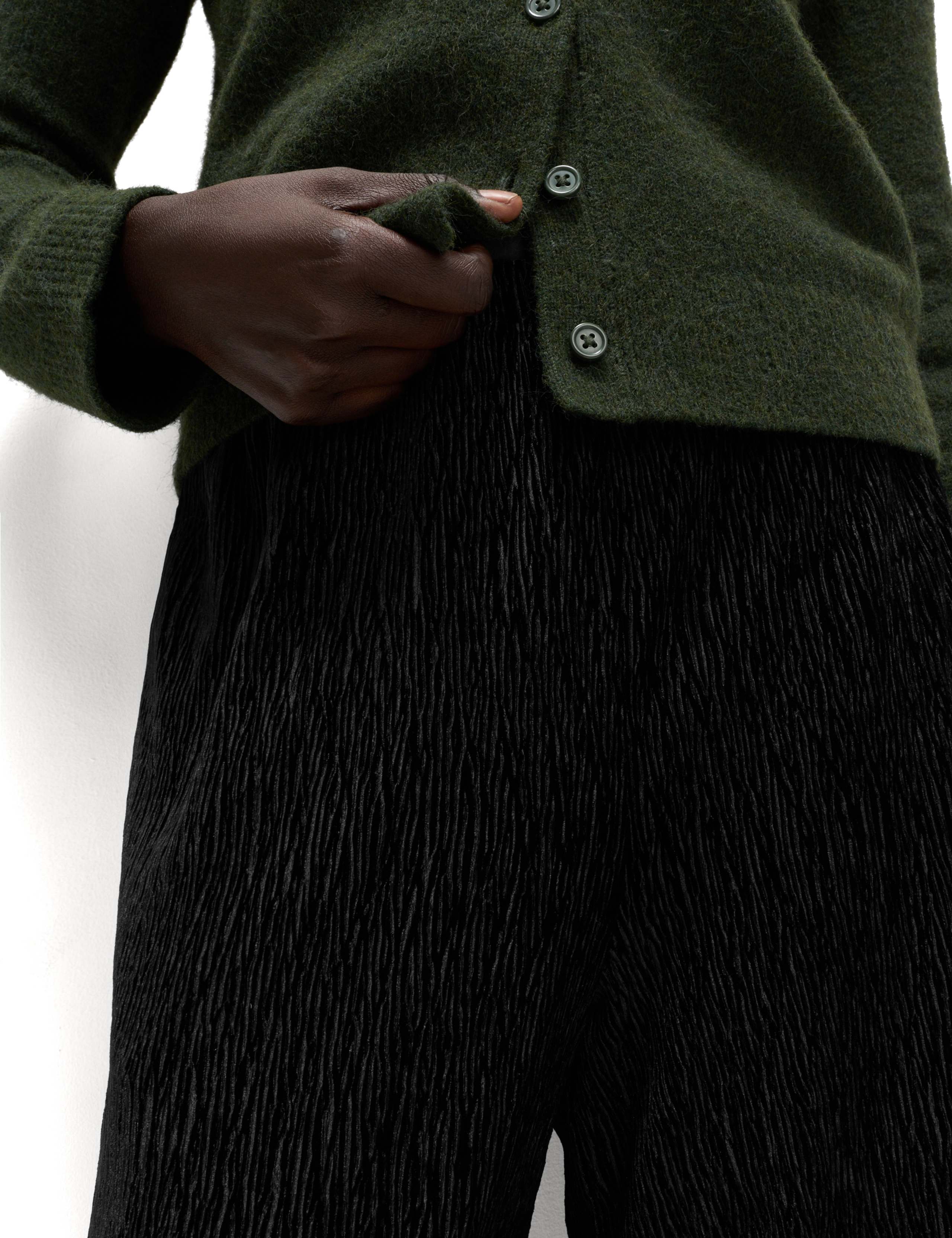 Velvet Crinkle Wide Leg Trousers 3 of 6