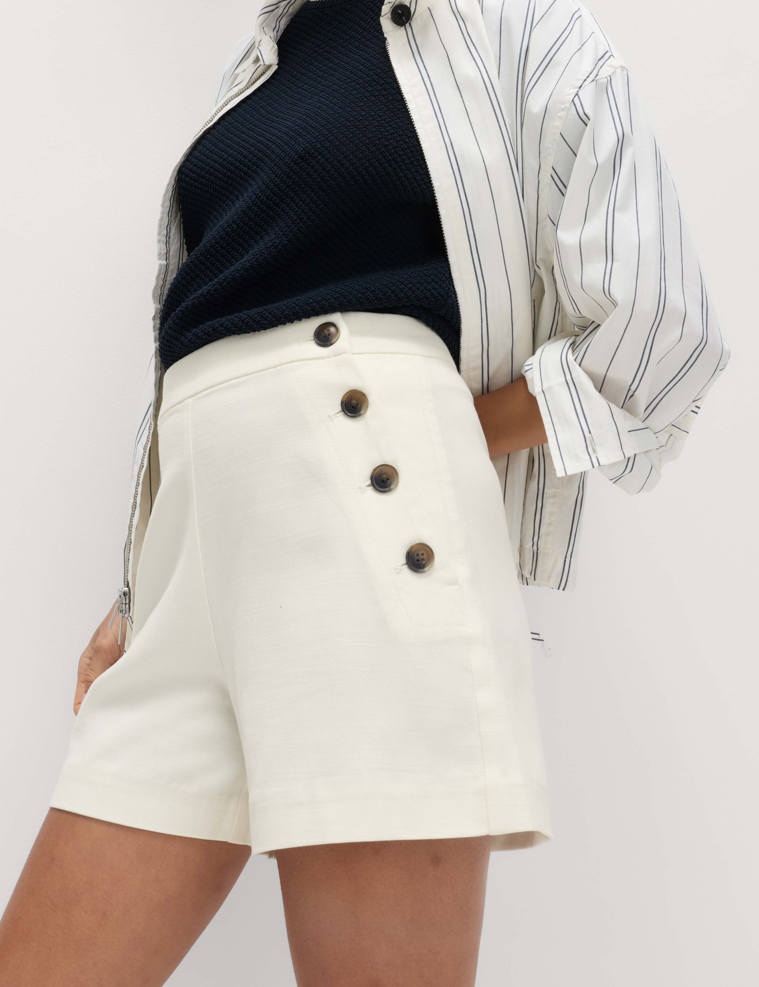 Lyocell Rich Button Detail Shorts 5 of 6