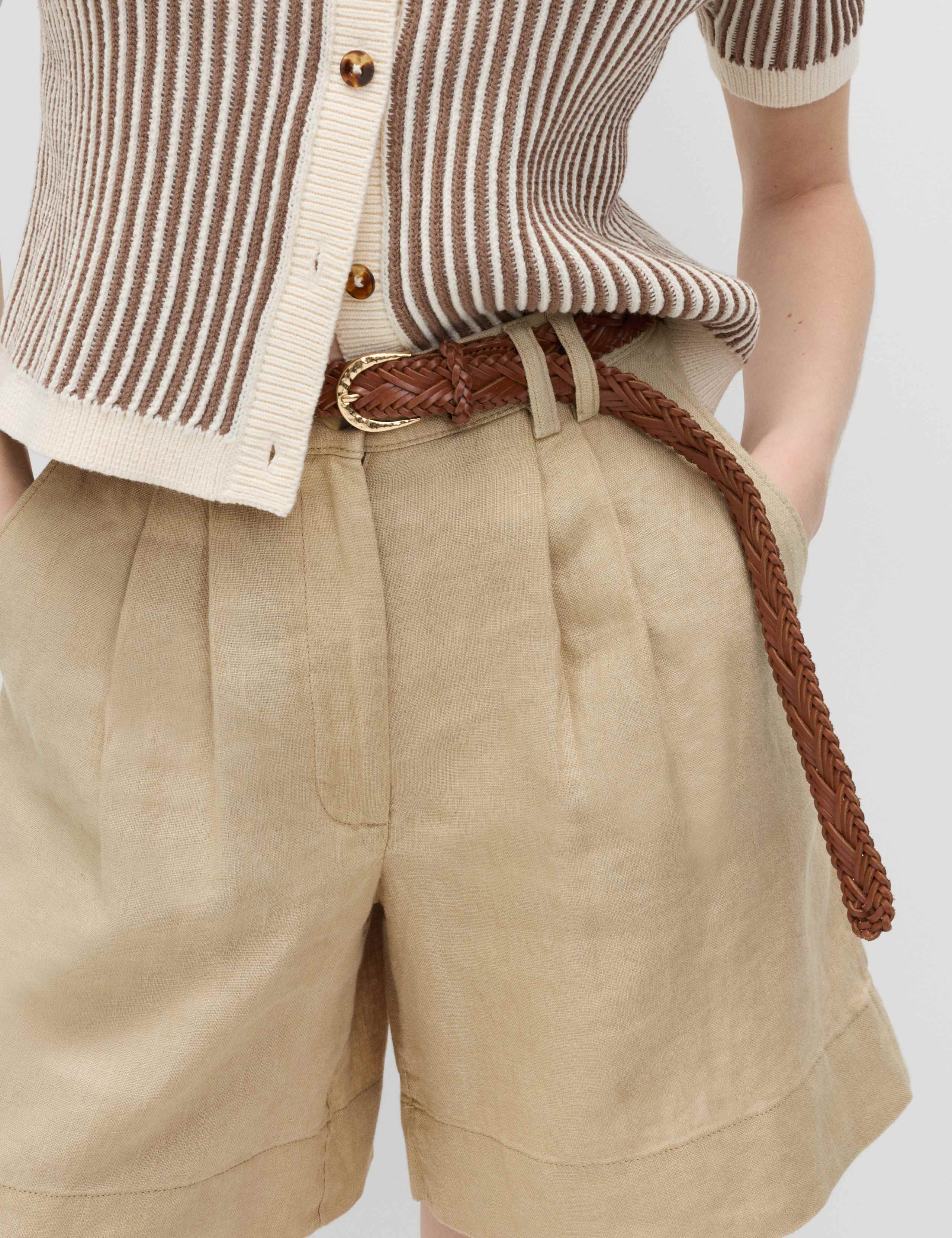 Pure Linen High Waisted Shorts 4 of 5