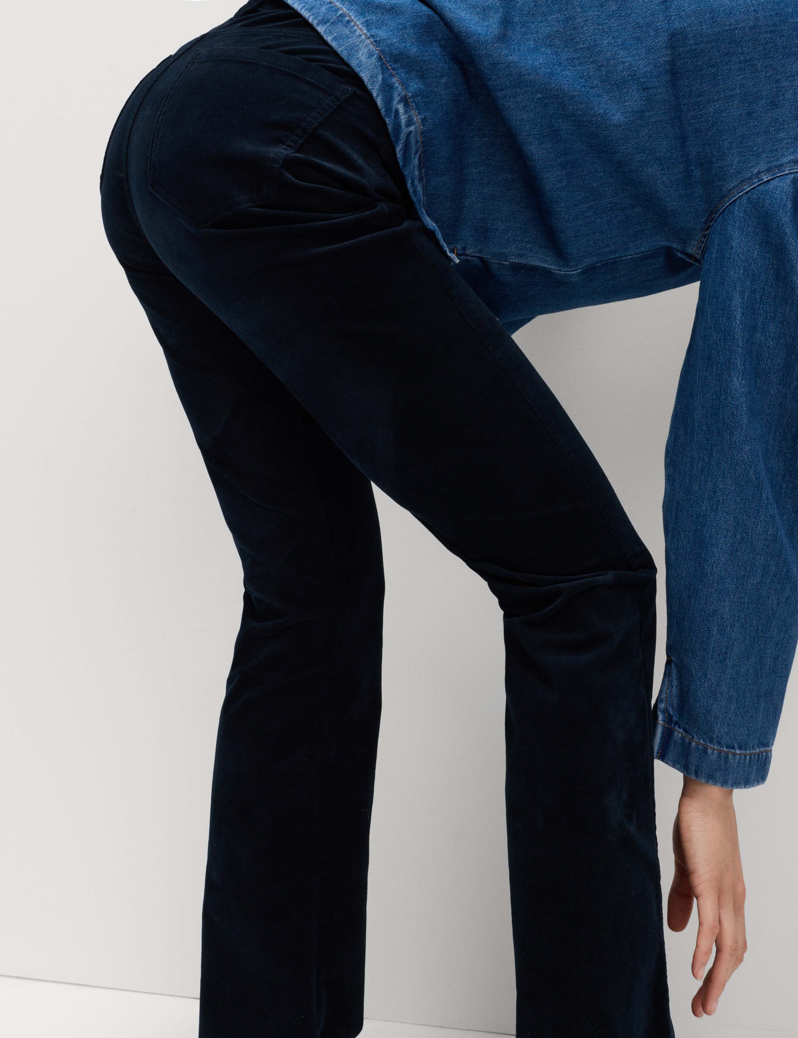 Cotton Rich Crease Front Slim Flare Cord Trousers 1 of 5