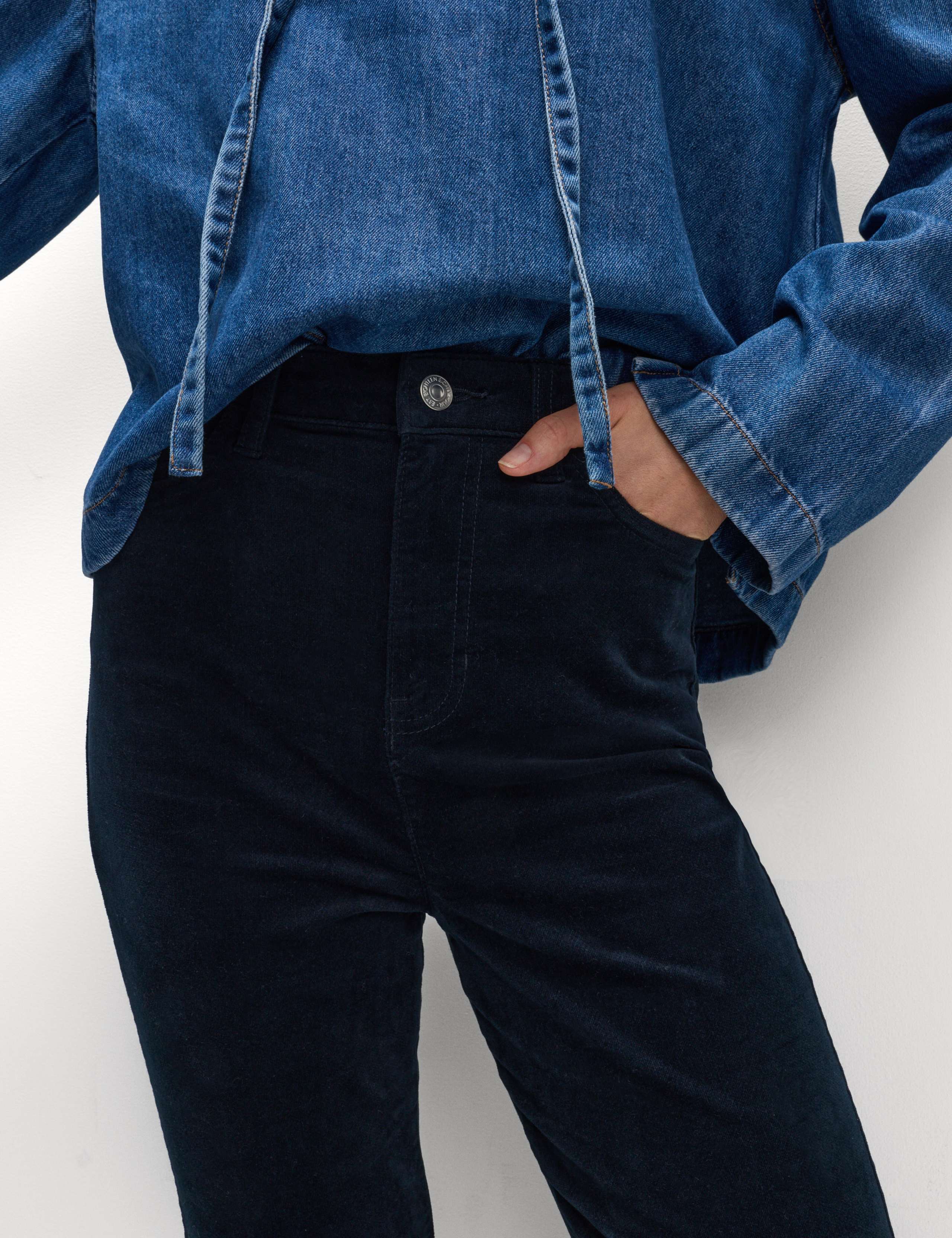 Cotton Rich Crease Front Slim Flare Cord Trousers 4 of 5