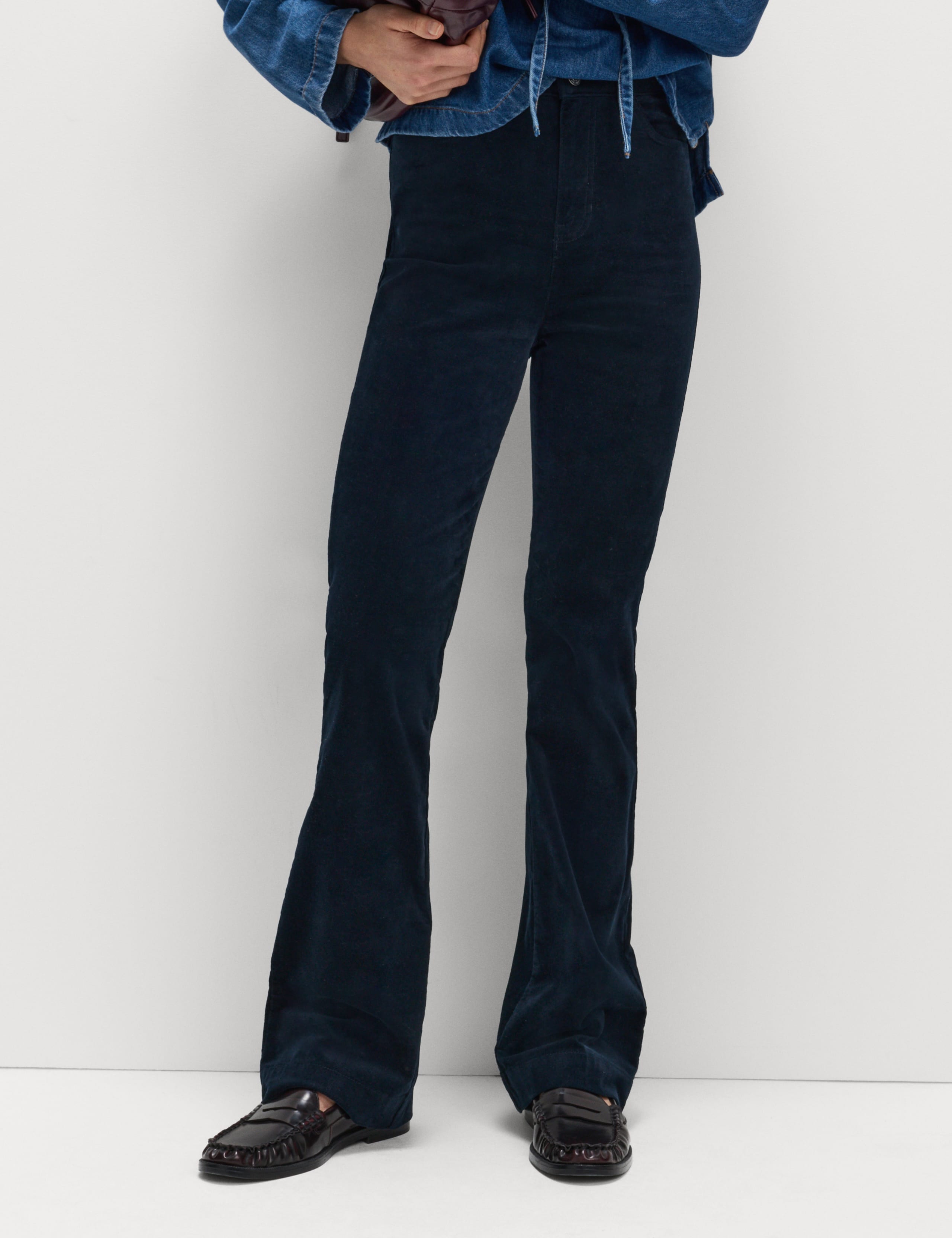 Cotton Rich Crease Front Slim Flare Cord Trousers 5 of 5