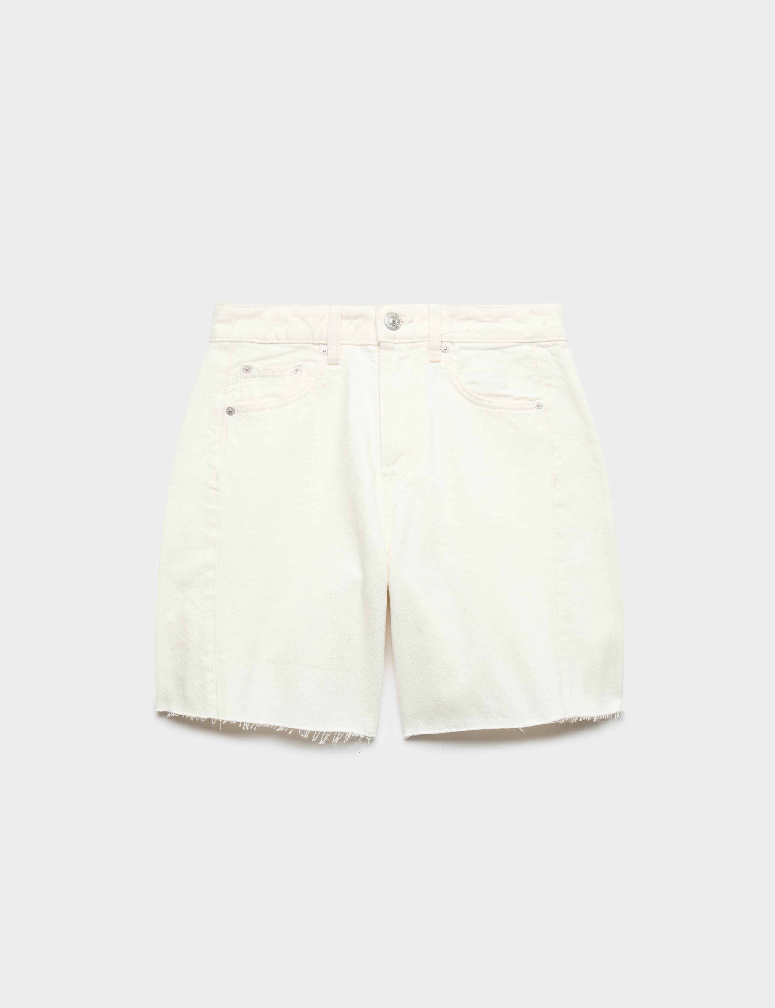 Denim Barrel Raw Hem Mid Rise Shorts 2 of 4