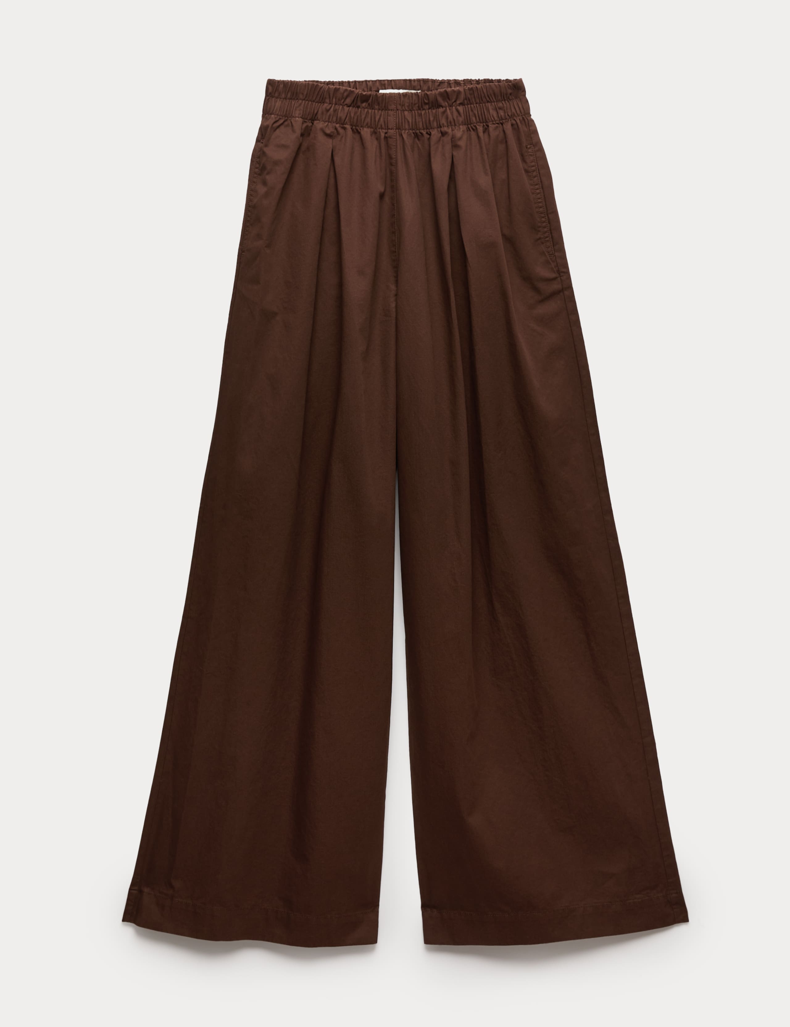 Pure Cotton Poplin Pull On Super Wide Leg Trousers 2 of 6