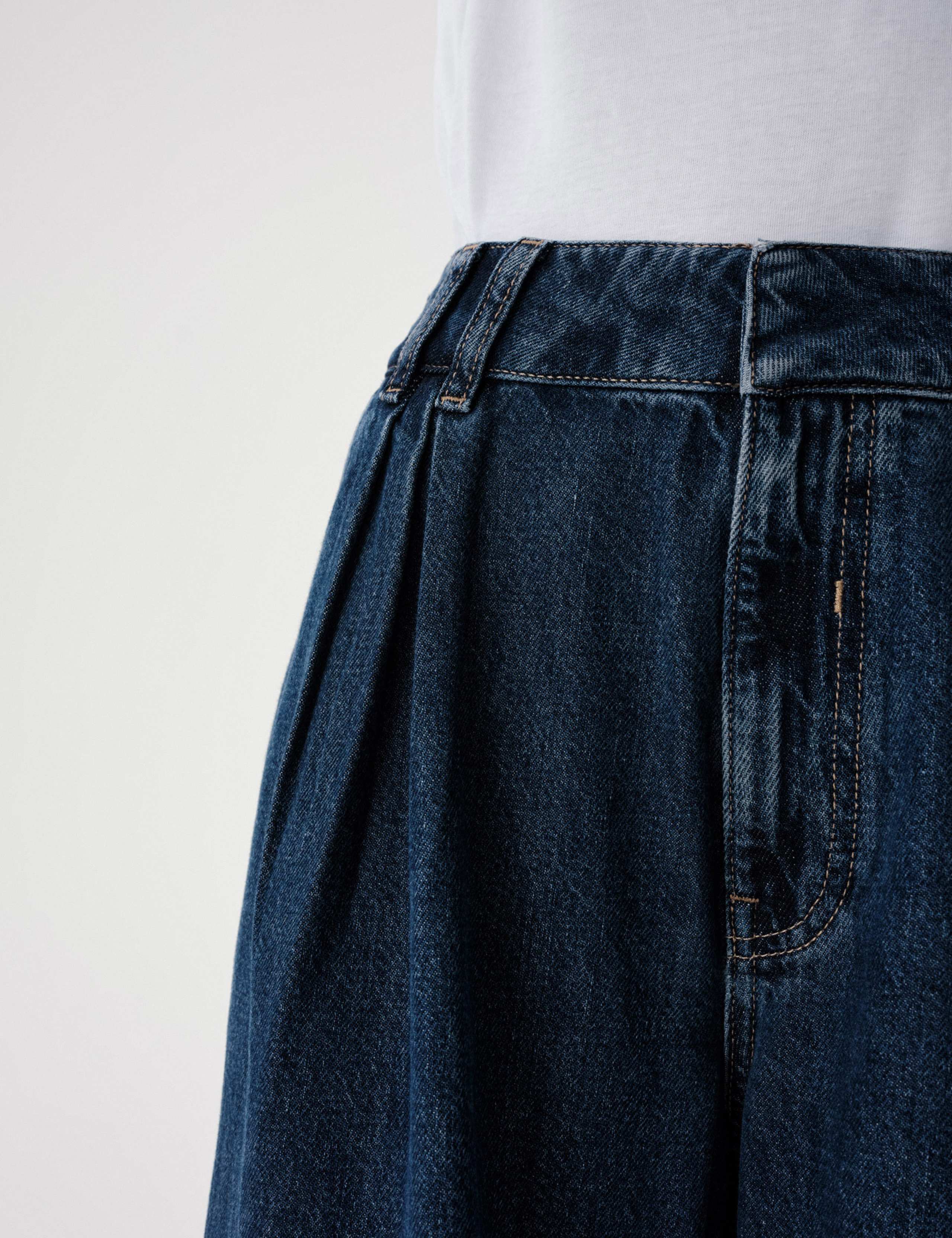 Twill Pleated Formal Wide Leg Jean 4 of 7