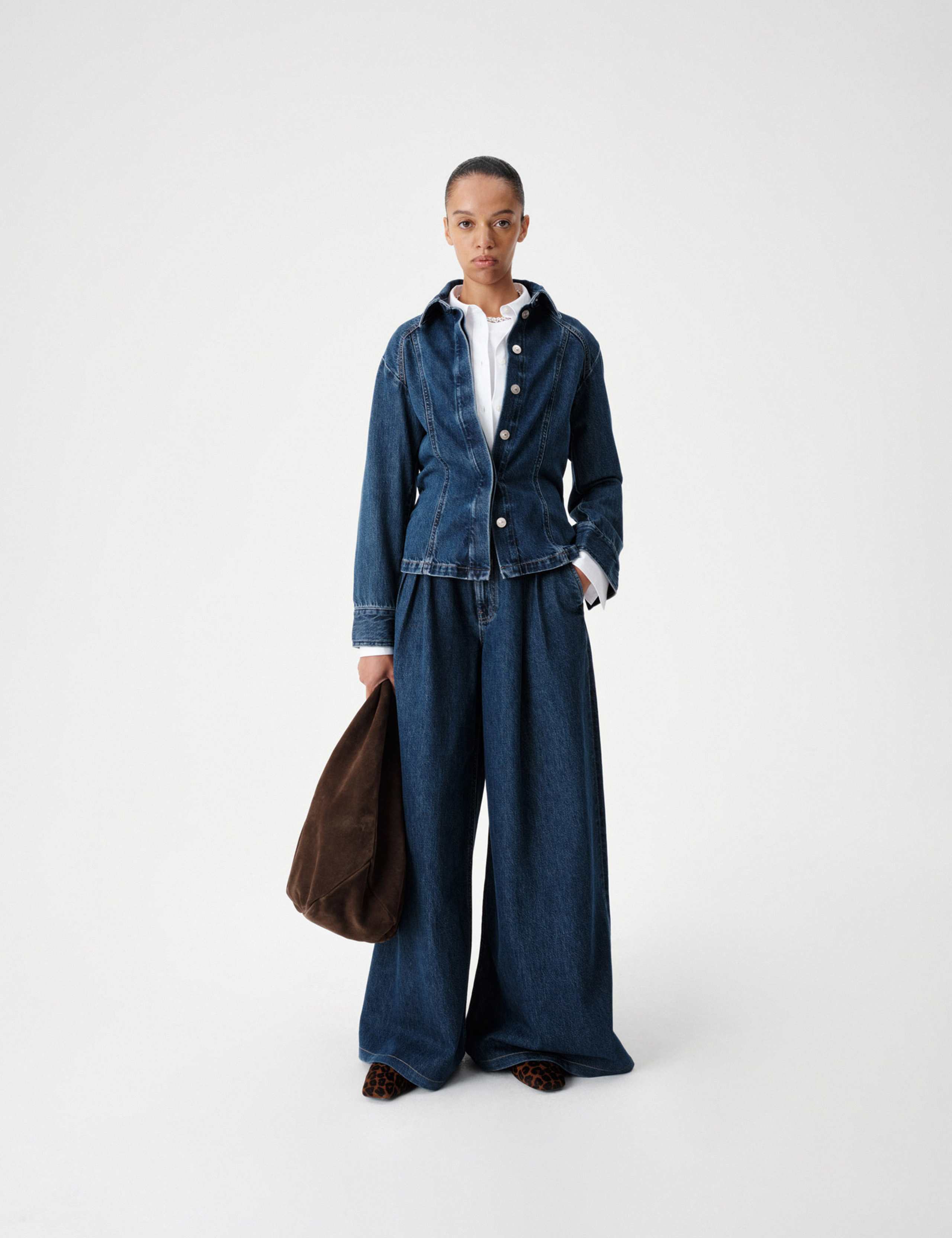 Twill Pleated Formal Wide Leg Jean 6 of 7