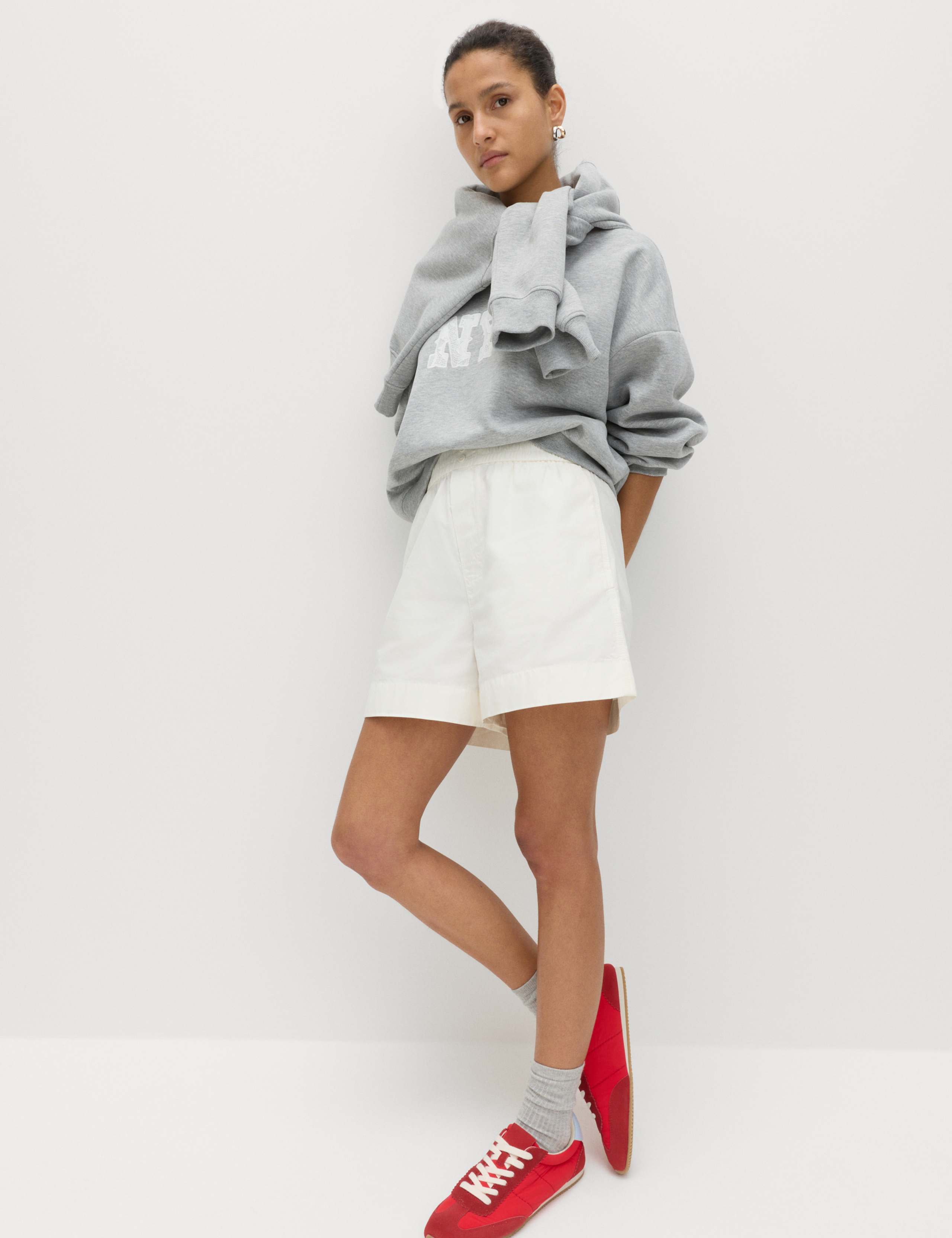 Pure Cotton Poplin High Waisted Shorts 1 of 5