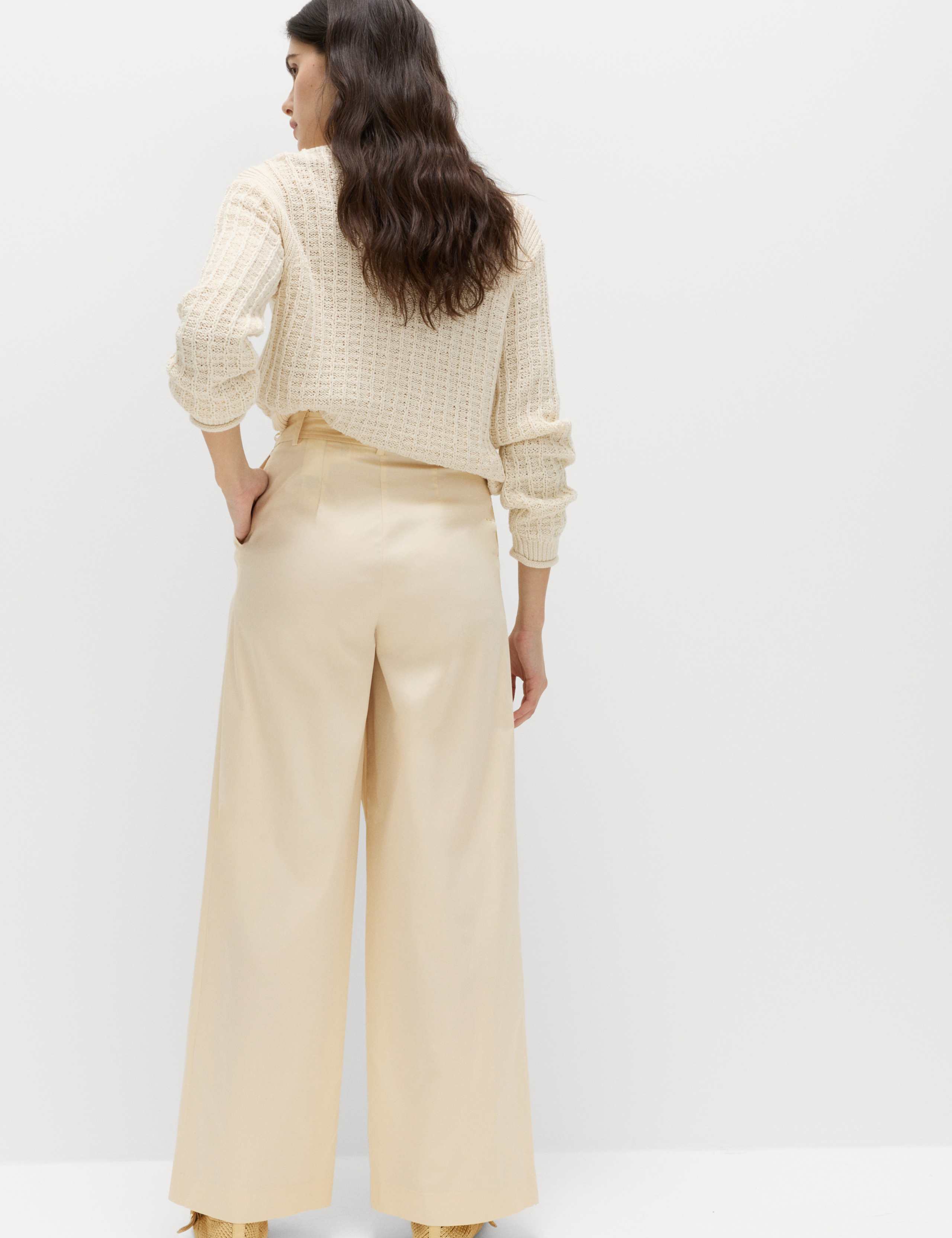 Cotton Rich Wrap Tie Wide Leg Trousers 4 of 6