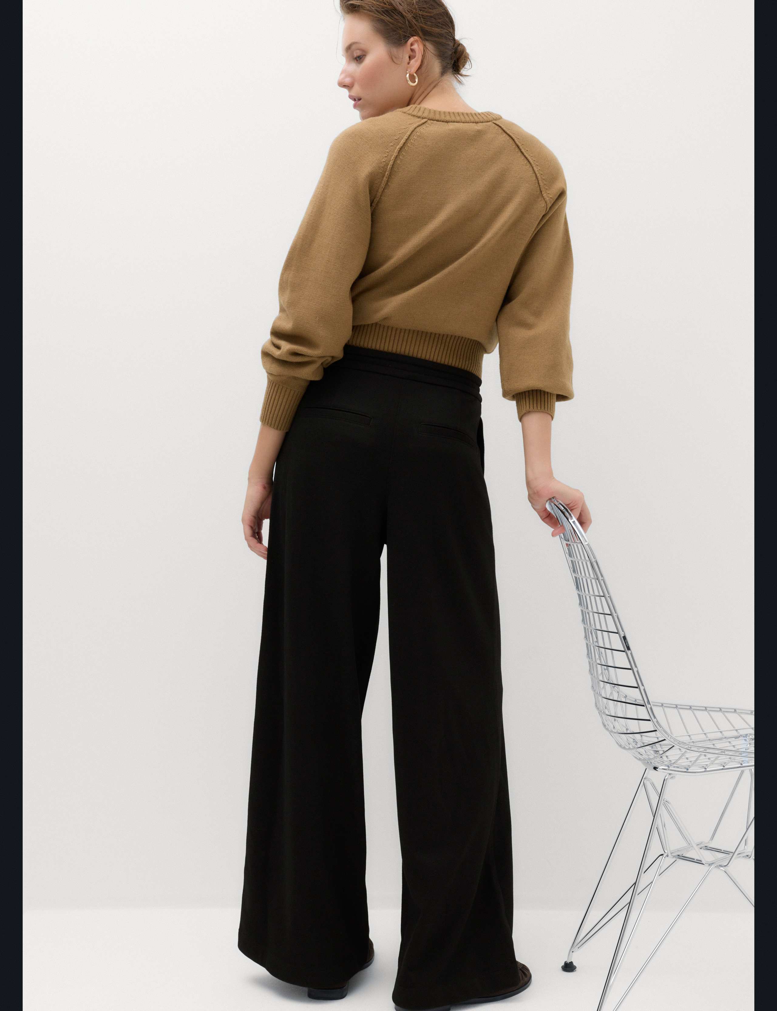 Tie Detail Wide Leg Trousers with Stretch 5 of 7