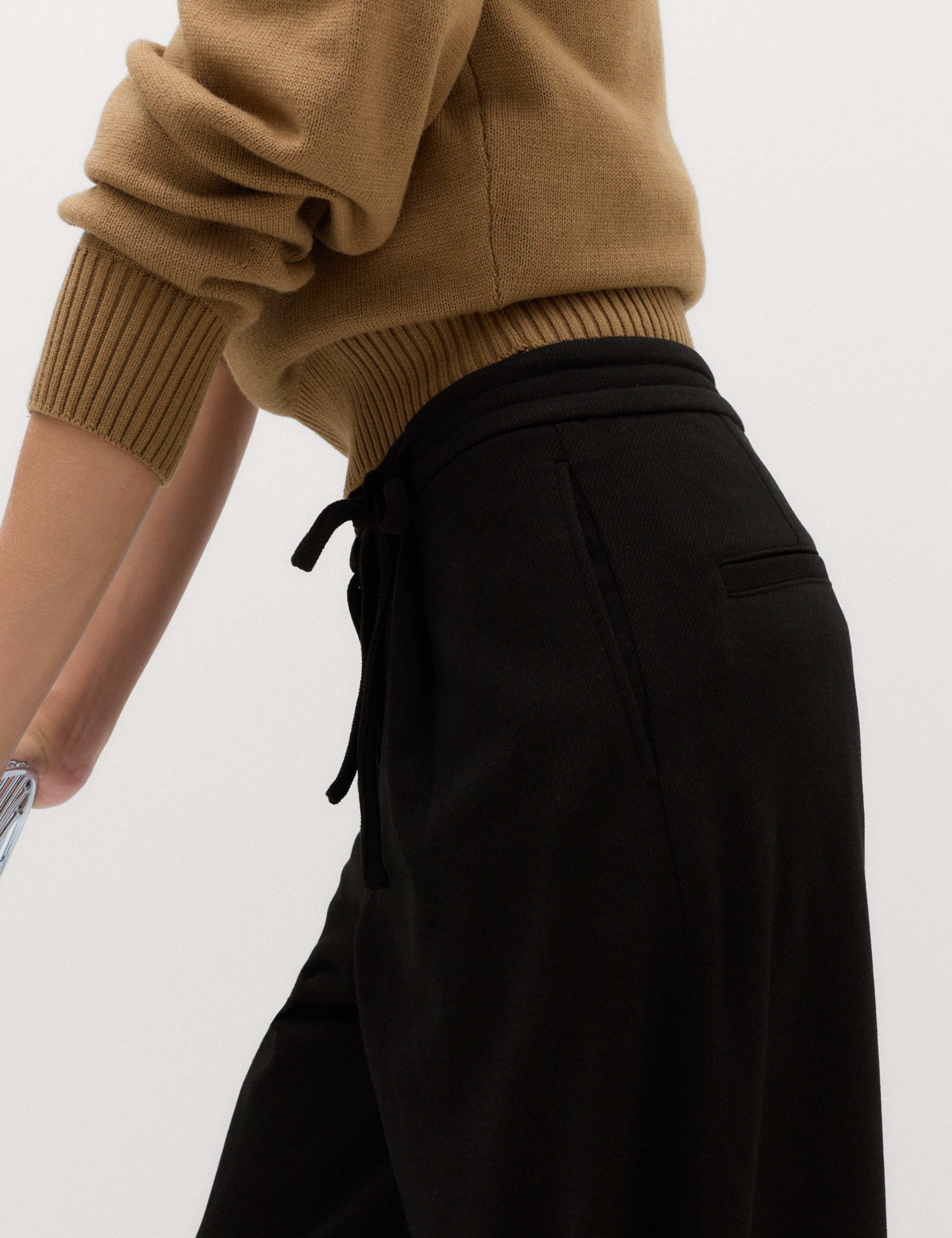 Tie Detail Wide Leg Trousers with Stretch 6 of 7