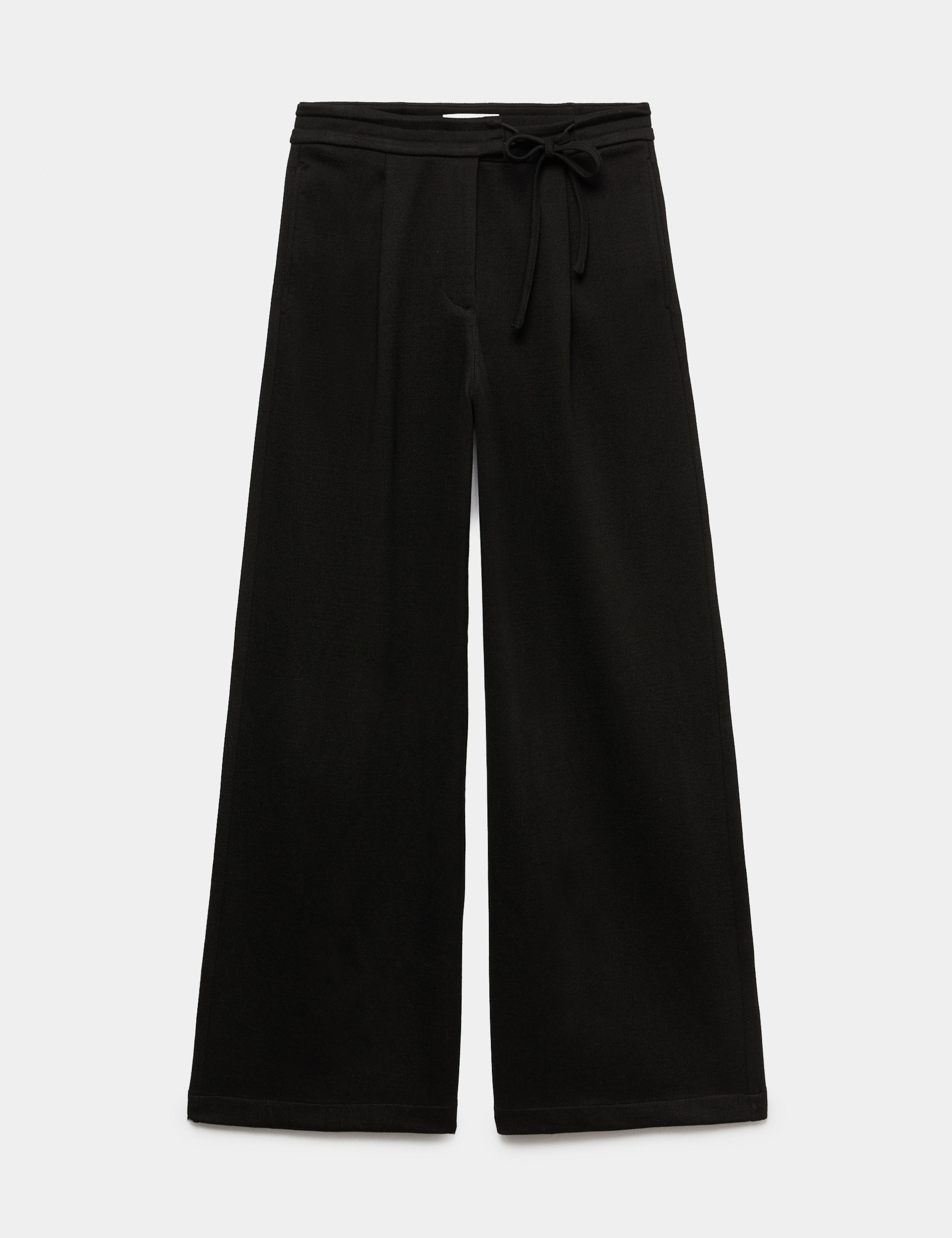 Tie Detail Wide Leg Trousers with Stretch 2 of 7