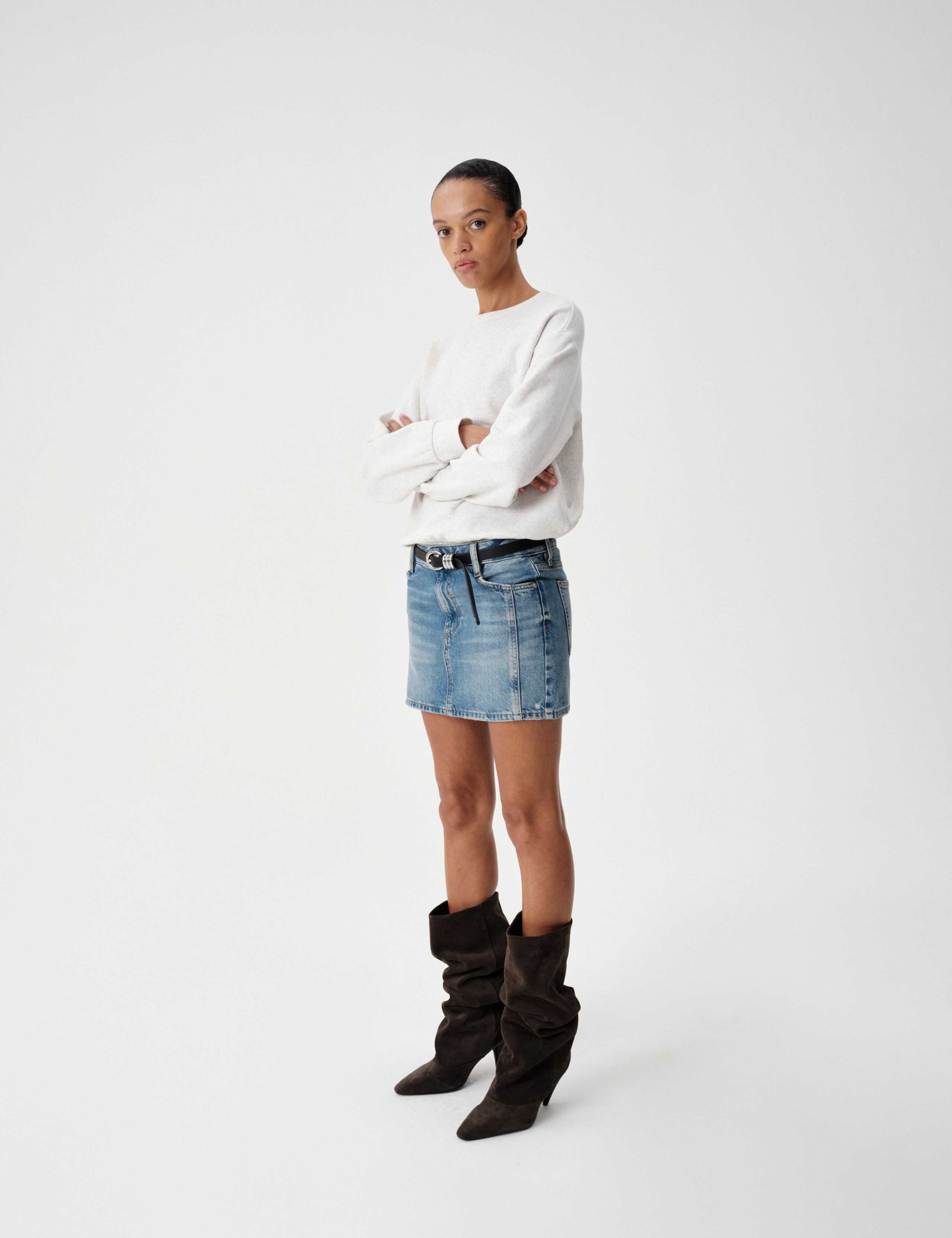 Denim A Line Mini Skirt 3 of 6