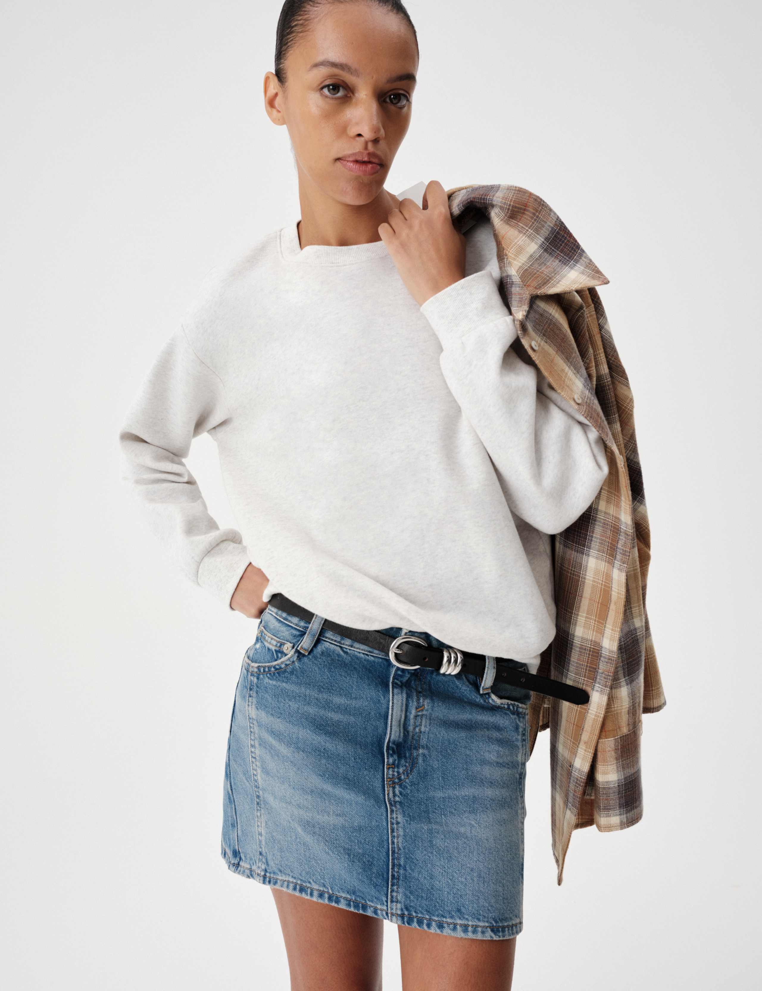 Denim A Line Mini Skirt 5 of 6