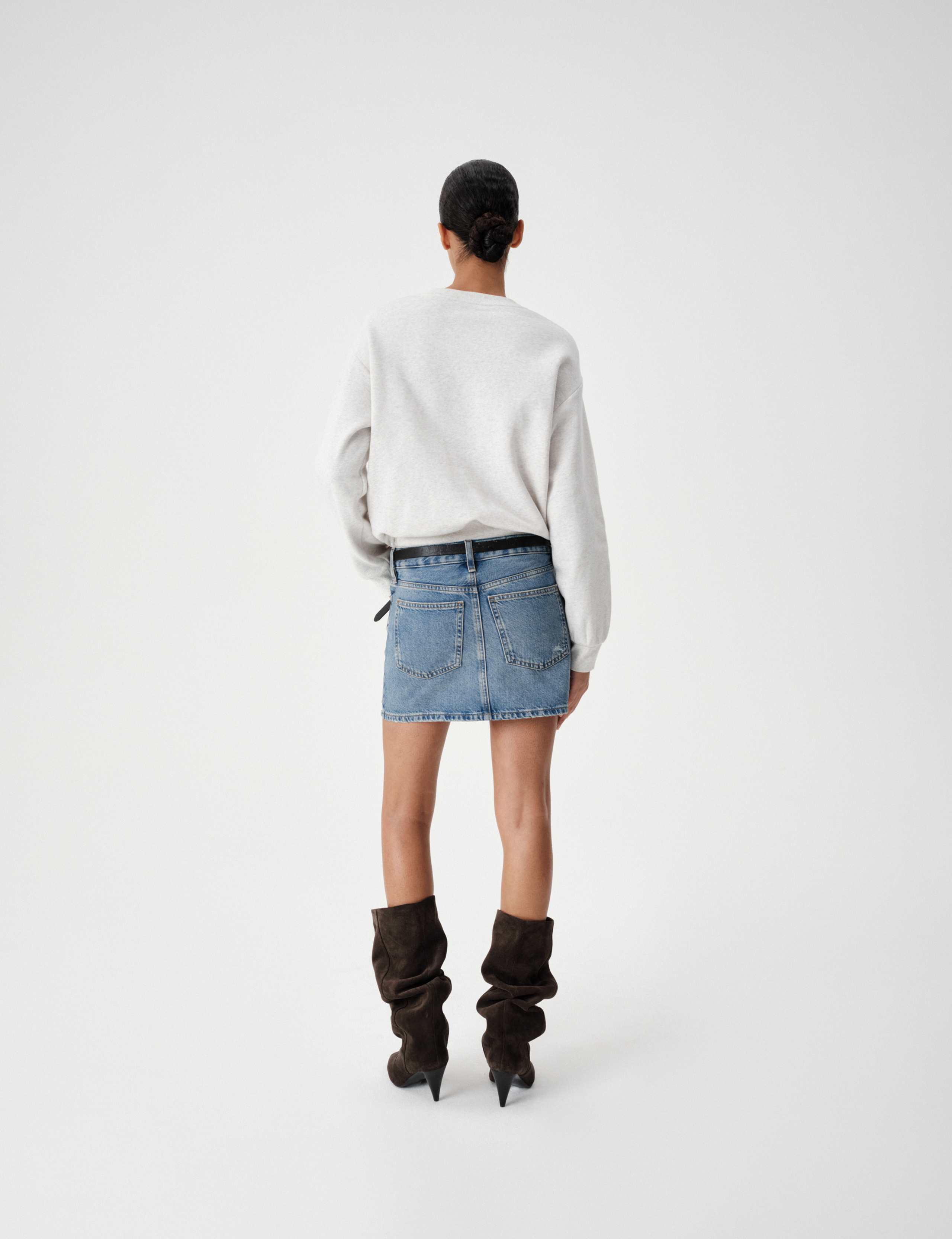 Denim A Line Mini Skirt 6 of 6