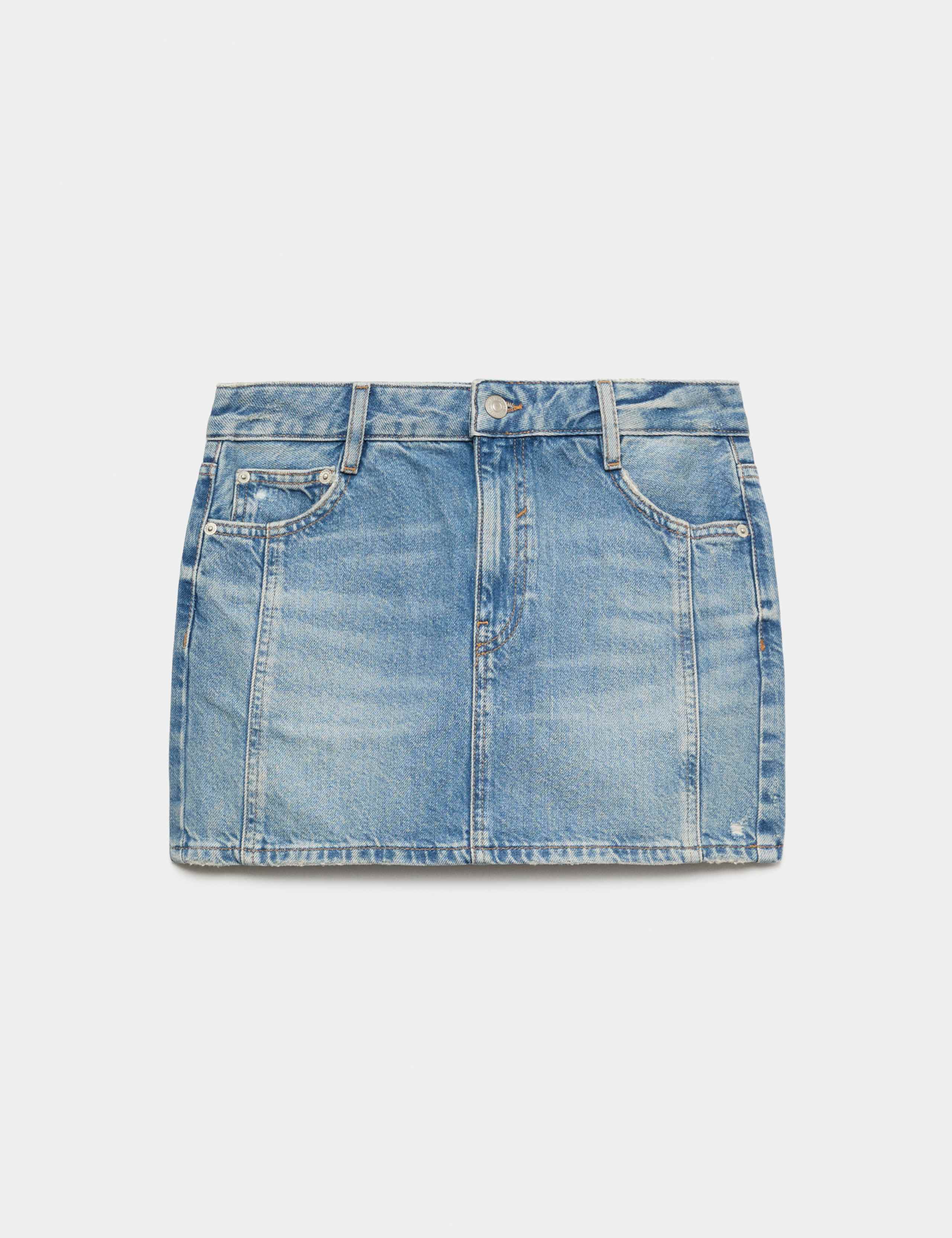 Denim A Line Mini Skirt 2 of 6