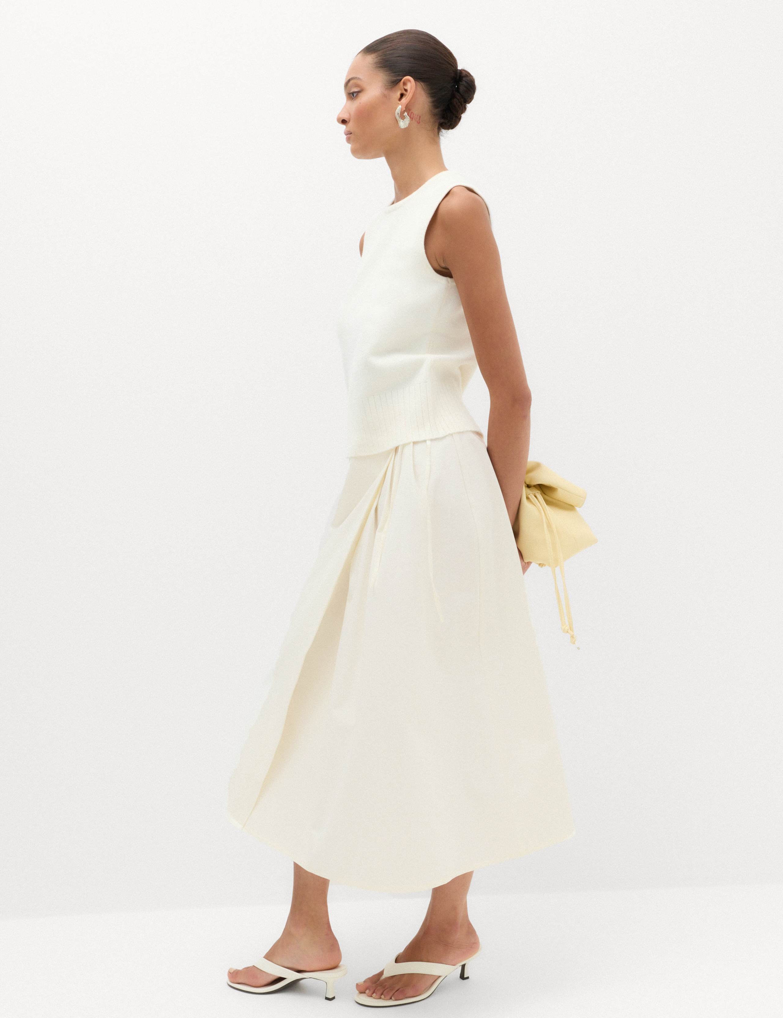 Pure Cotton Wrap Tie Side Midi Skirt 3 of 6