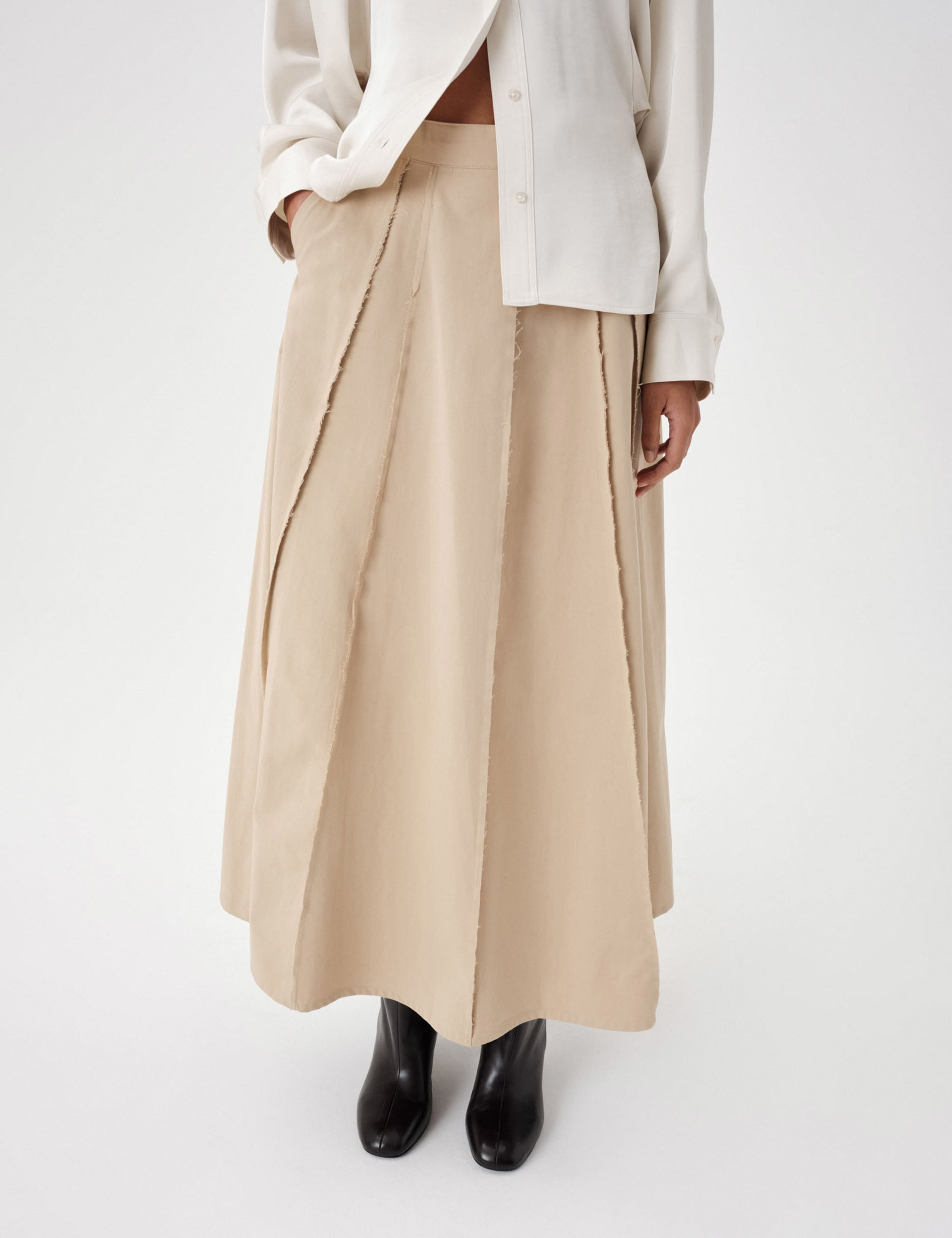 Pure Cotton Frayed Midi Circle Skirt 5 of 6