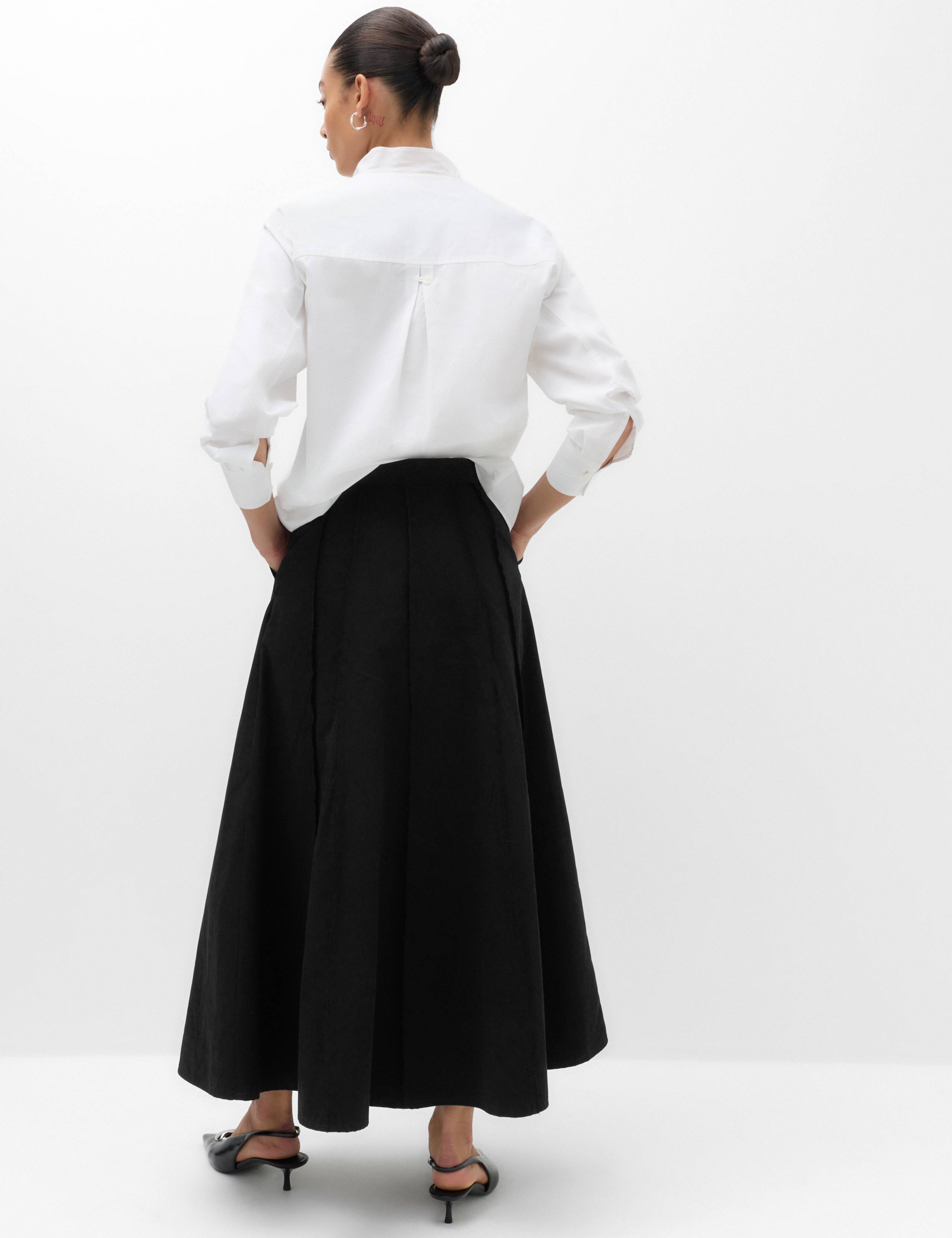 Pure Cotton Frayed Midi Panelled Circle Skirt 4 of 6