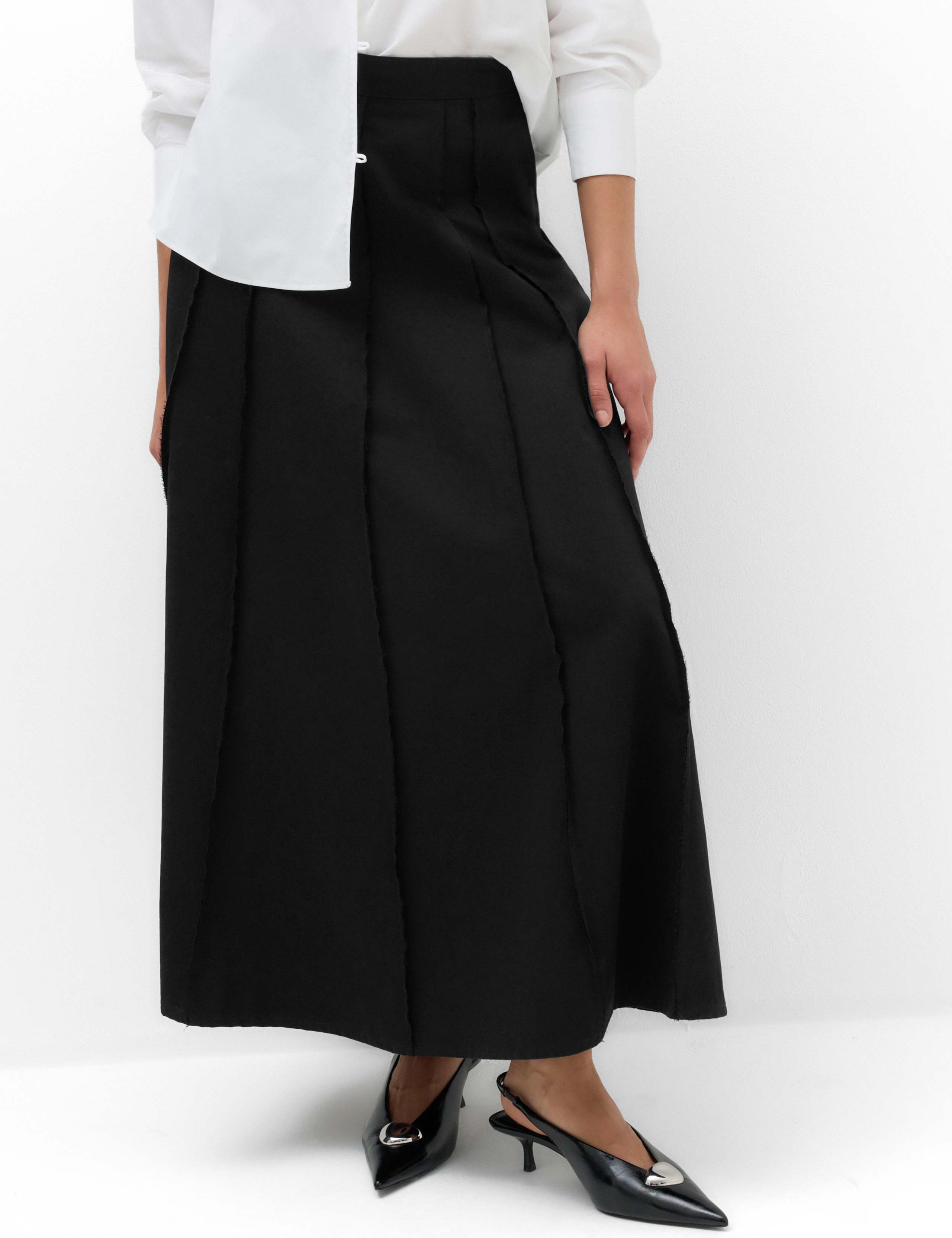 Pure Cotton Frayed Midi Panelled Circle Skirt 5 of 6