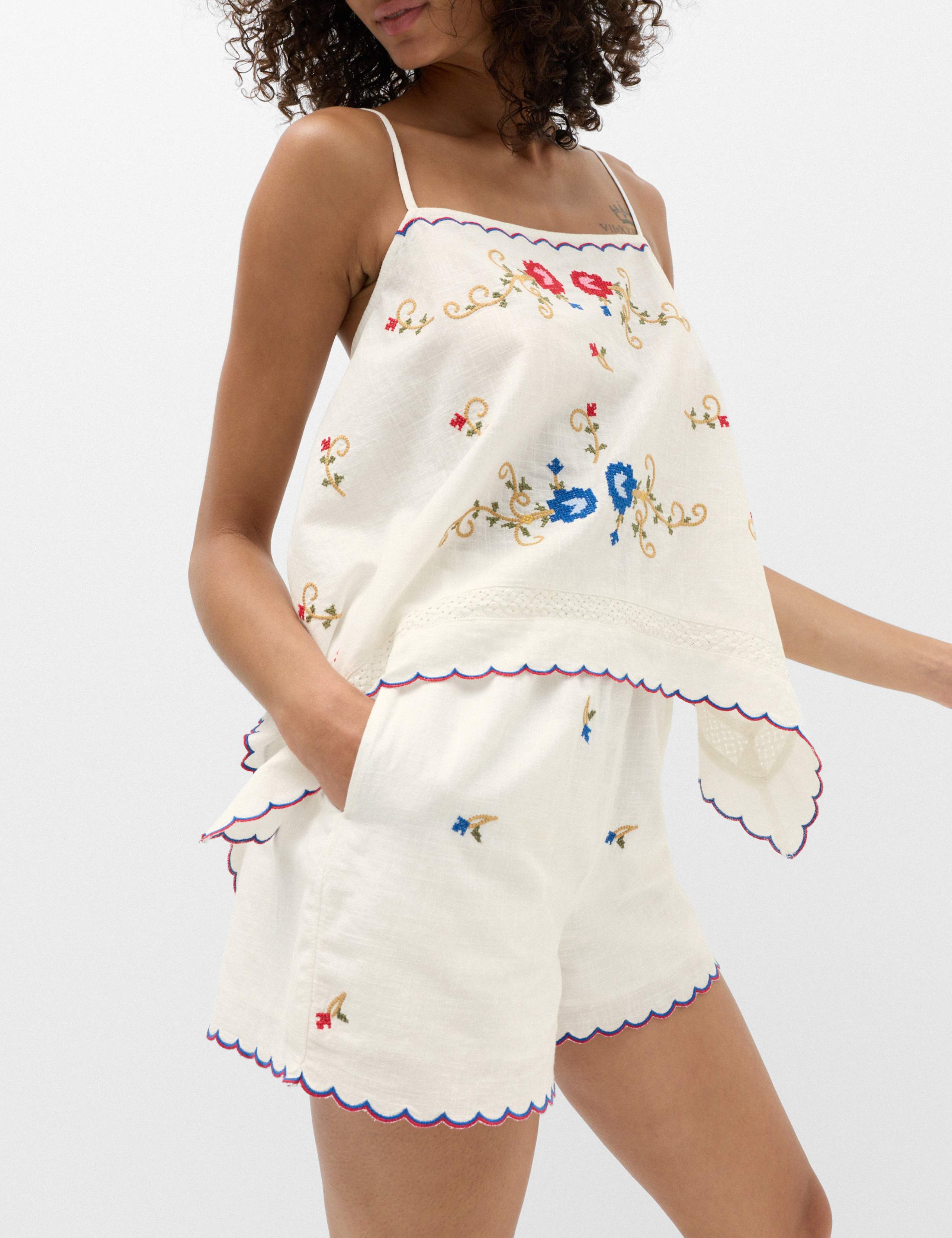 Pure Cotton Embroidered Shorts 5 of 5