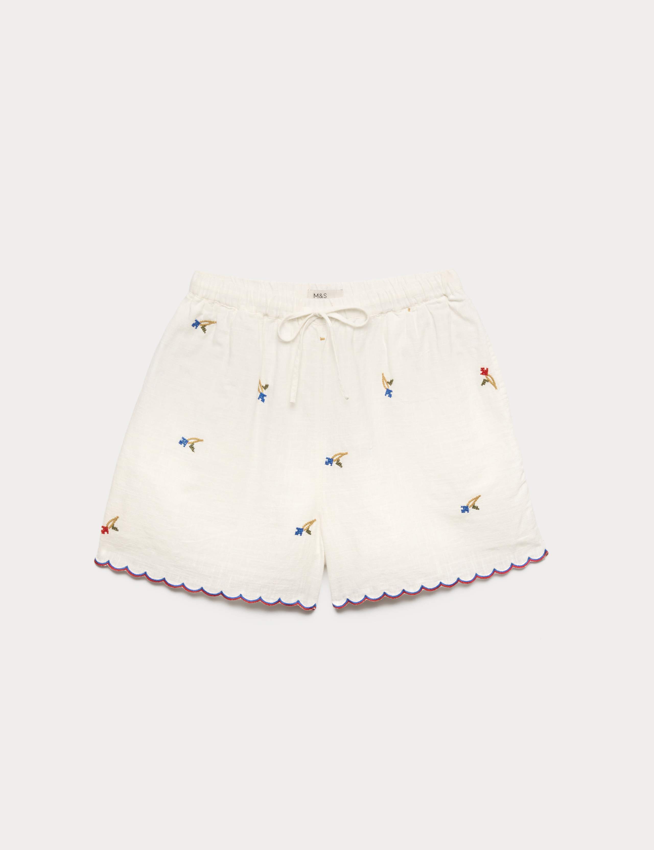 Pure Cotton Embroidered Shorts 2 of 5