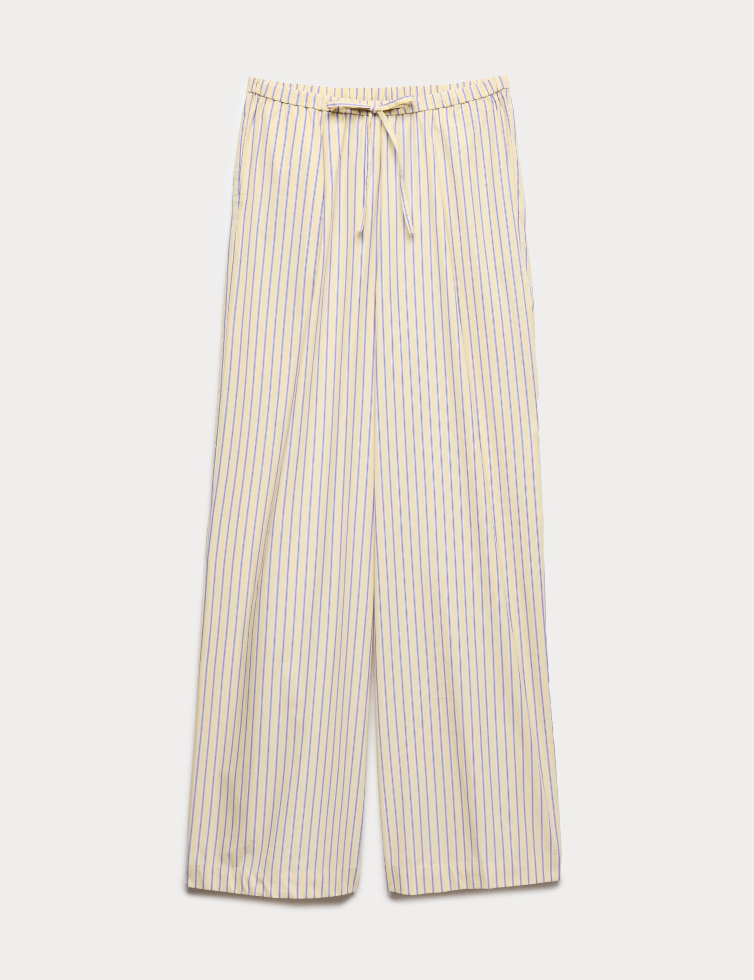 Pure Cotton Striped Drawstring Wide Leg Trousers 2 of 6
