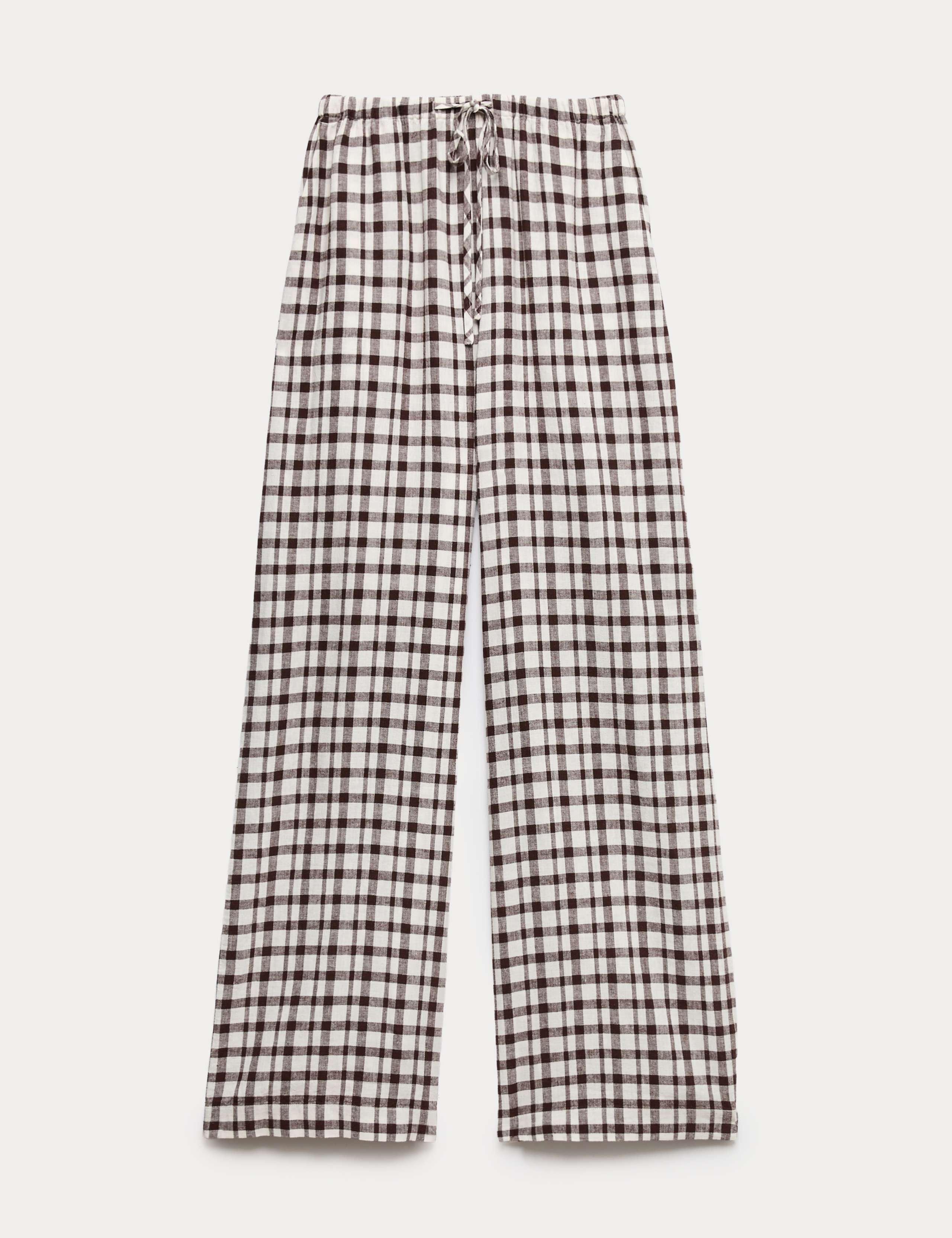 Linen Rich Gingham Wide Leg Trousers 2 of 6