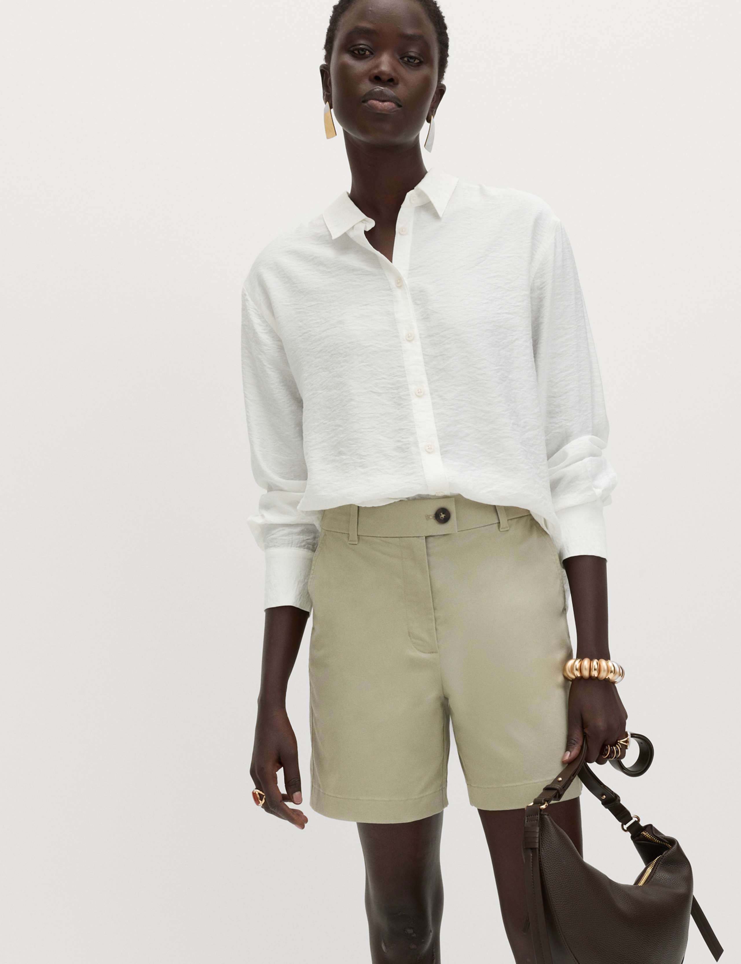 Cotton Rich High Waisted Chino Shorts 1 of 5