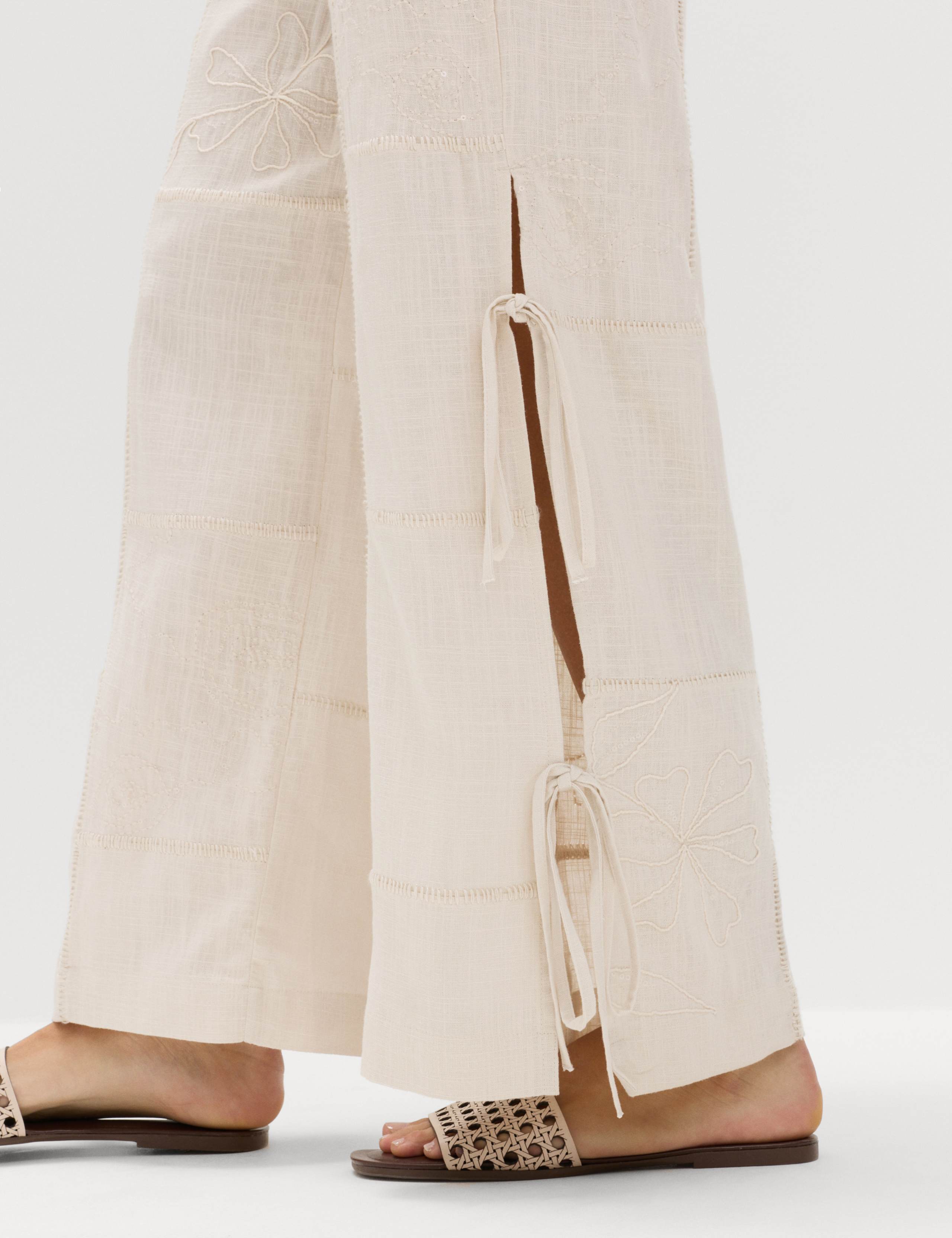 Wide Leg Trousers with Linen 3 of 6