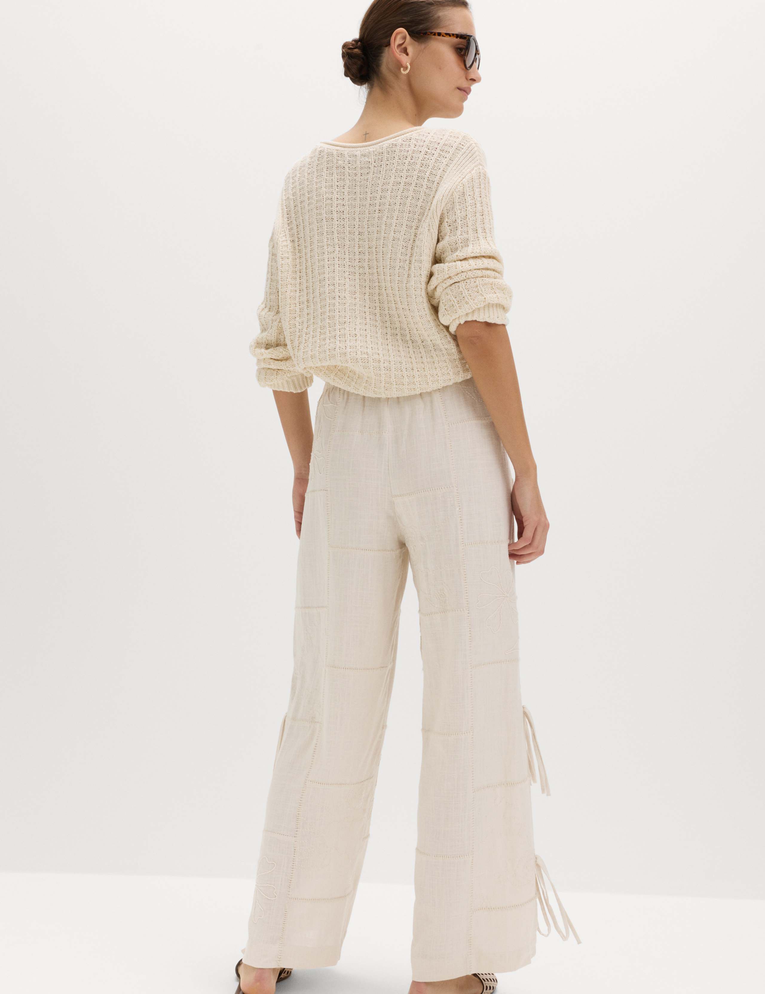 Wide Leg Trousers with Linen 4 of 6