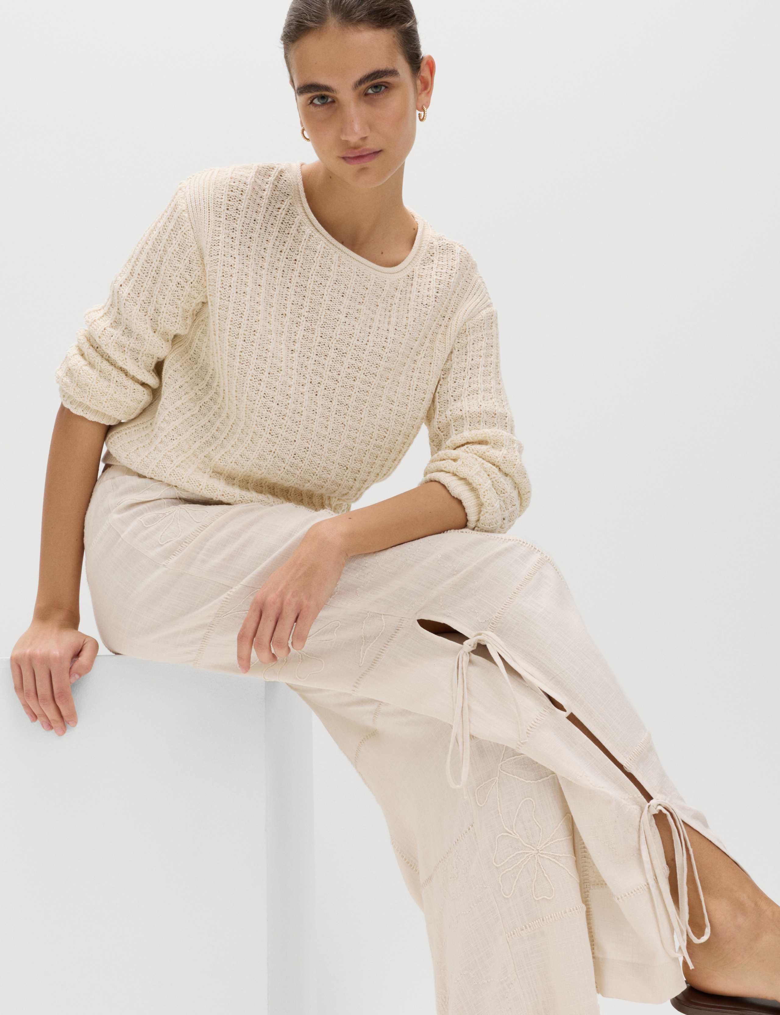 Wide Leg Trousers with Linen 5 of 6